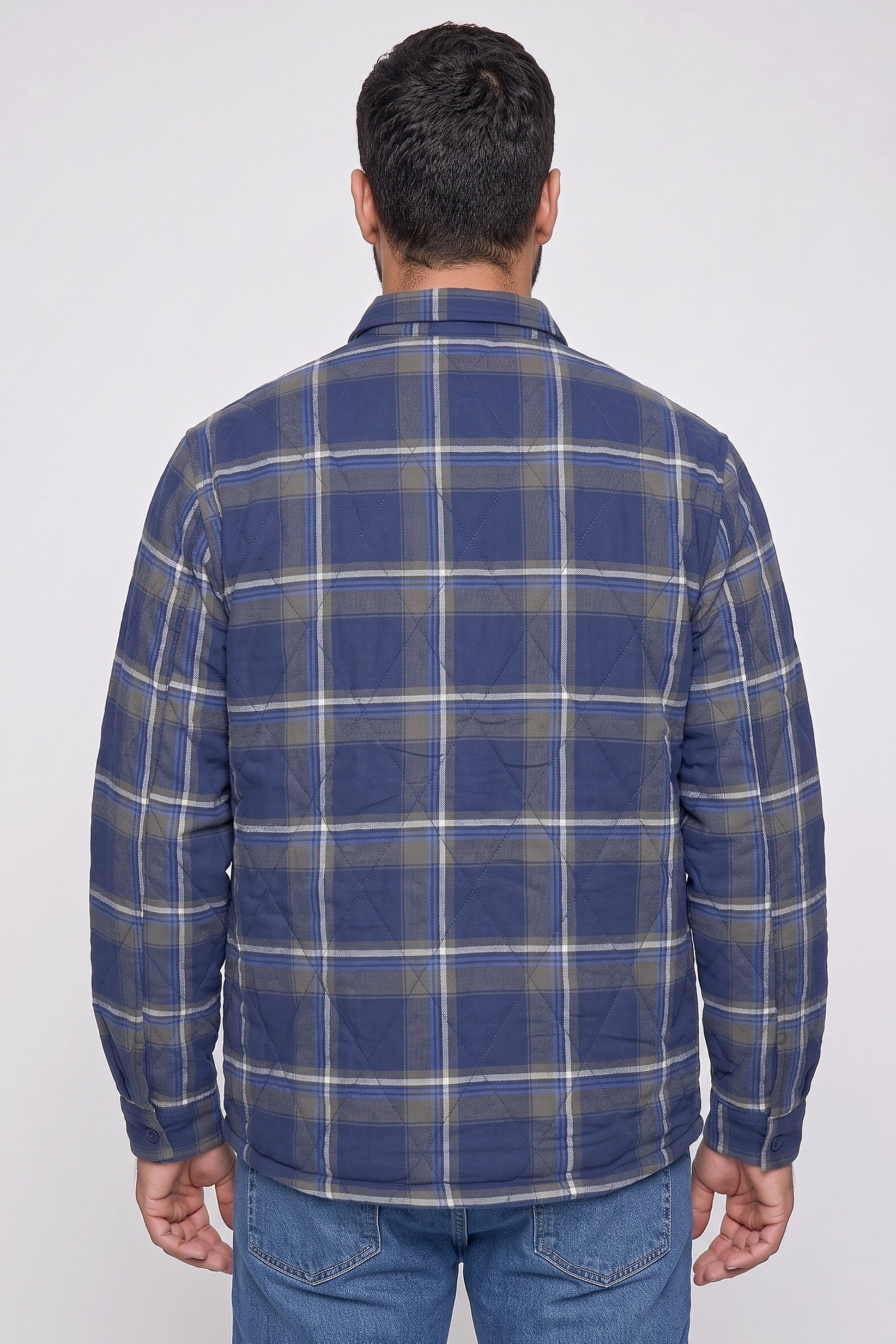 Men Checkered Long Sleeve Jacket Shirt, Multicolor