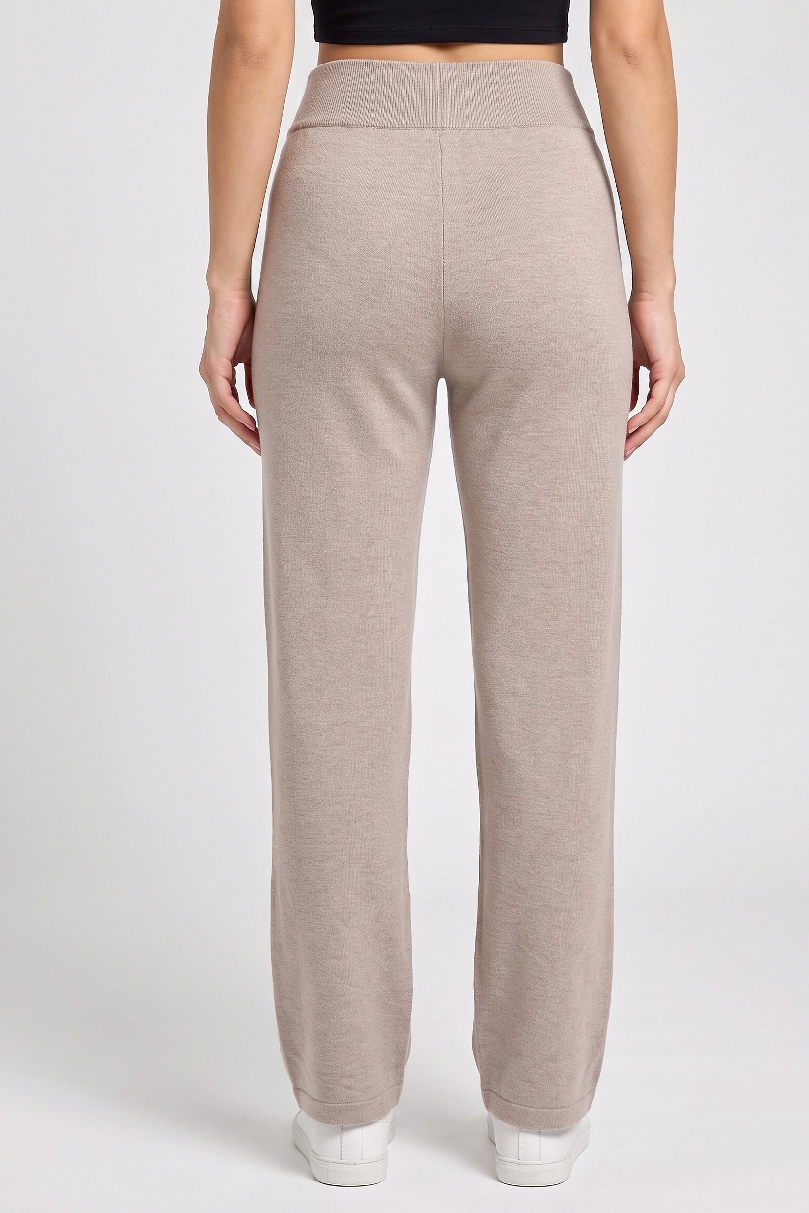Women Regular Fit Solid Wide Leg Pants, Beige