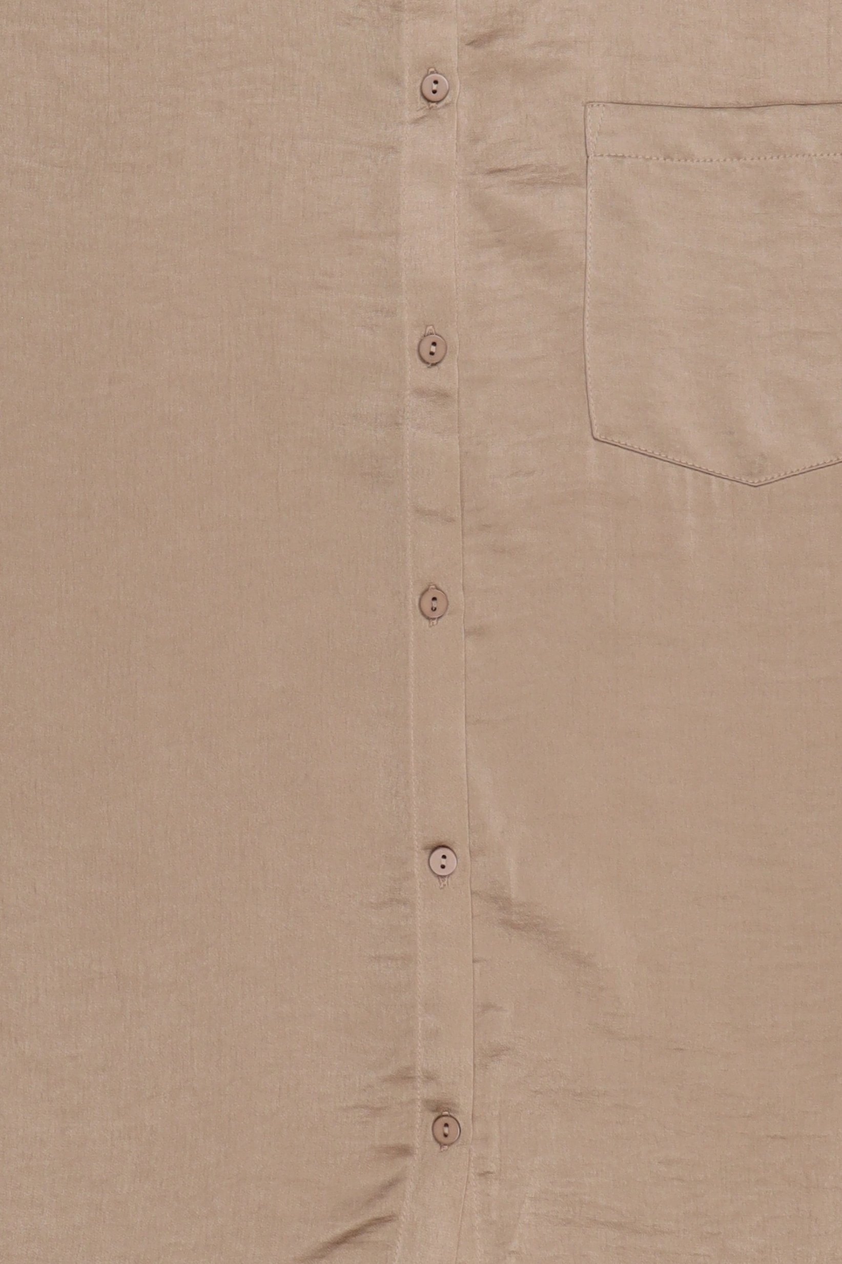 Women Spread Collar Plain Long Sleeve Shirt, Taupe