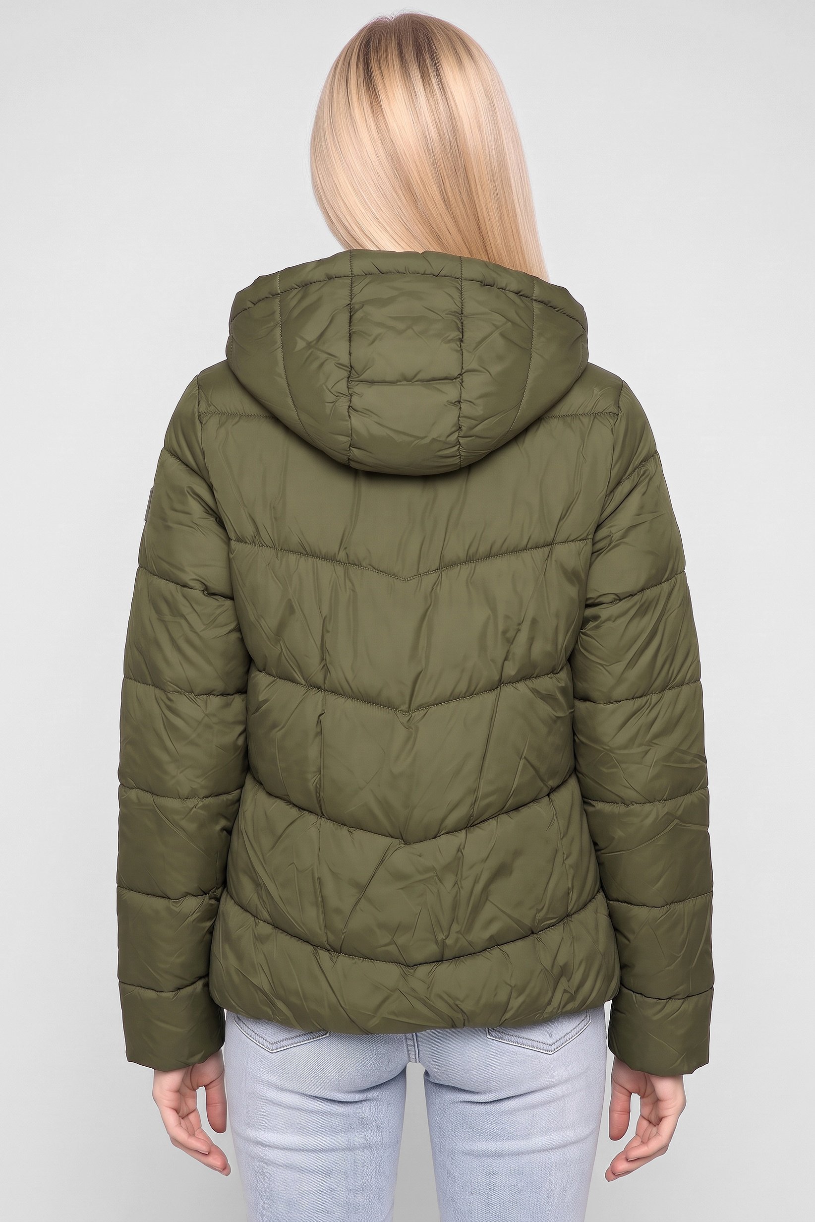 Women Quilted Puffer Jacket, Dark Olive