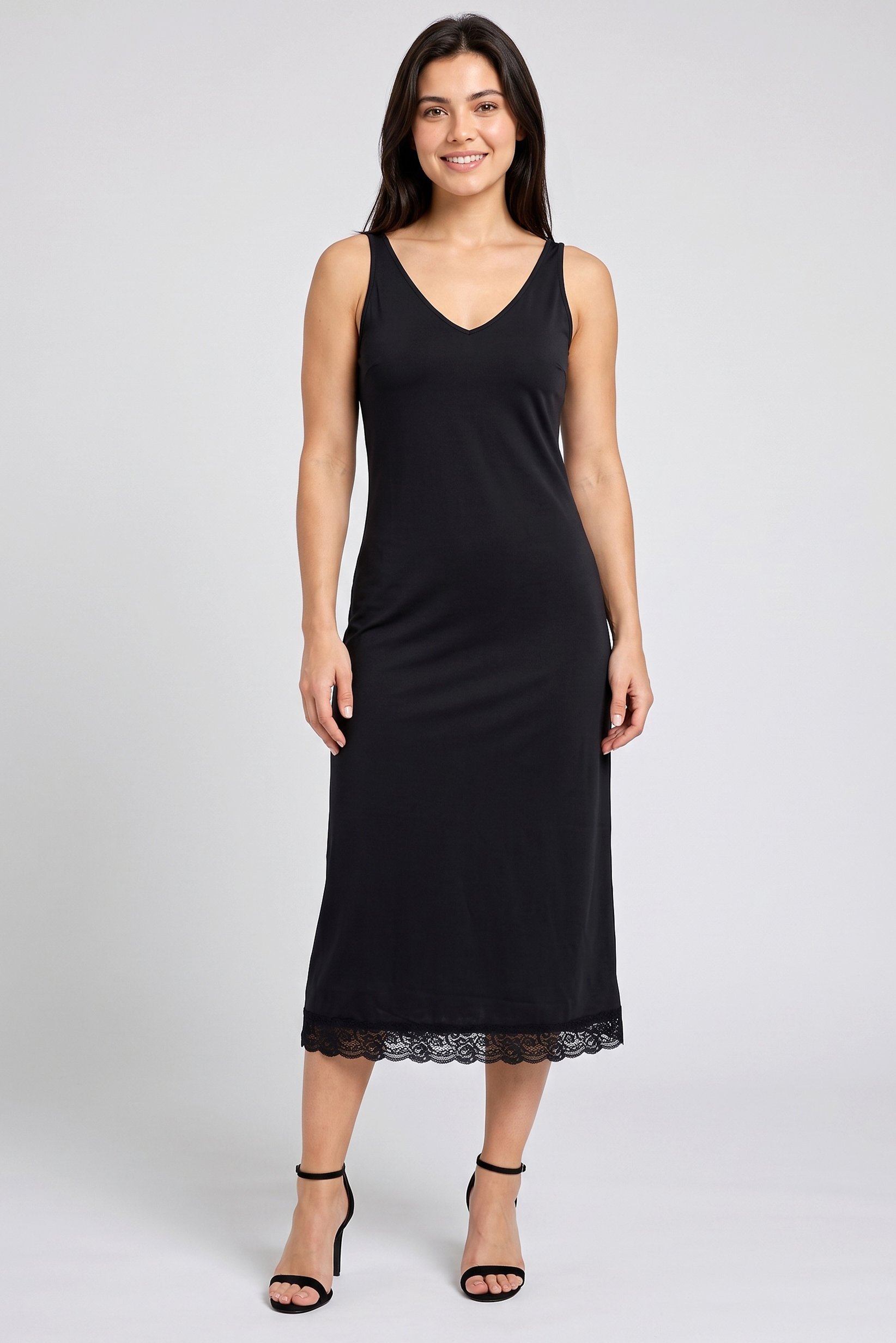 Women Sleeveless Midi Dress, Black