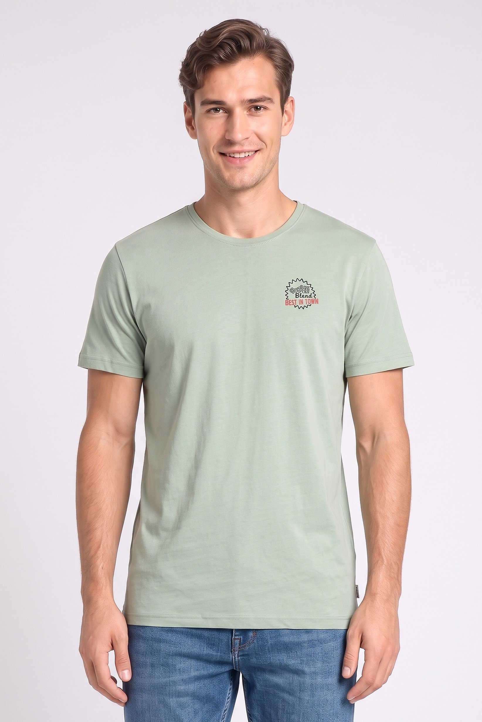 Men Crew Neck Short Sleeve Graphic Print T-Shirt, Green