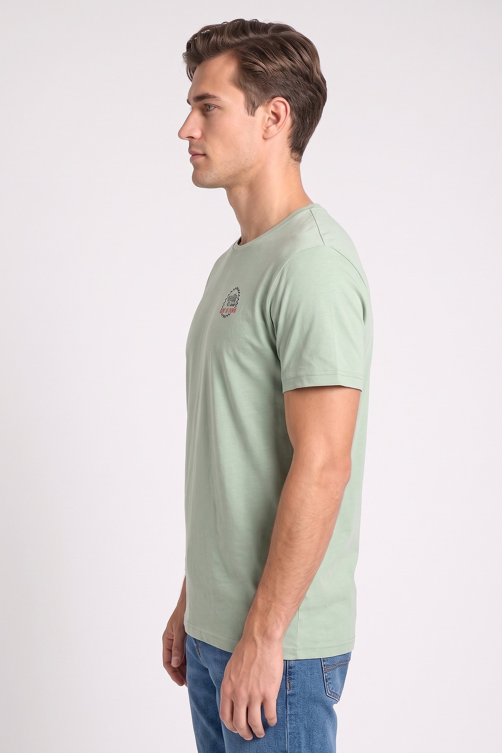 Men Crew Neck Short Sleeve Graphic Print T-Shirt, Green