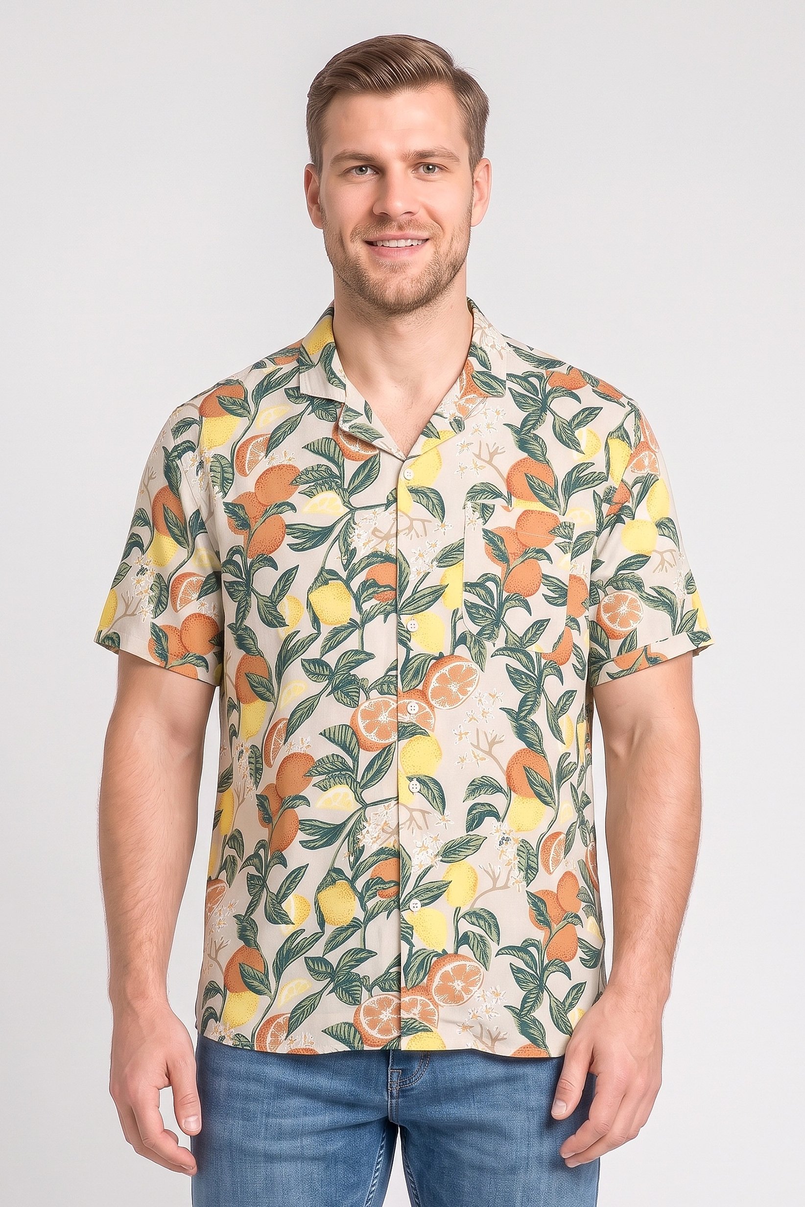 Men Regular Fit Short Sleeve Graphic Print Casual Shirt, Multicolor