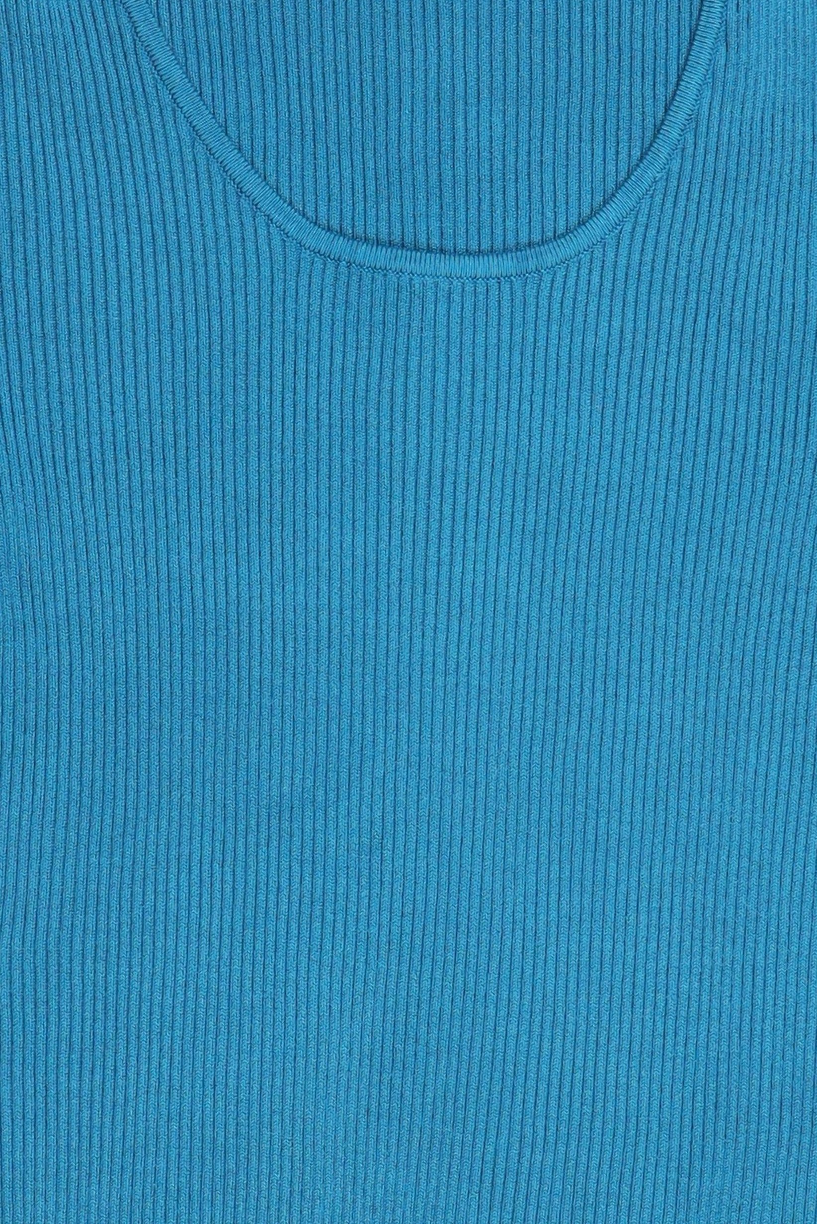 Women Round Neck Textured Sweater, Teal Blue