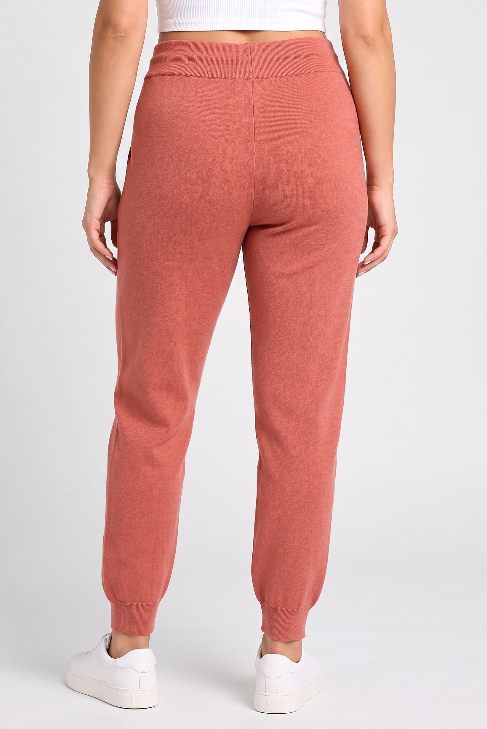 Women Regular Fit Textured Sweatpants, Rust