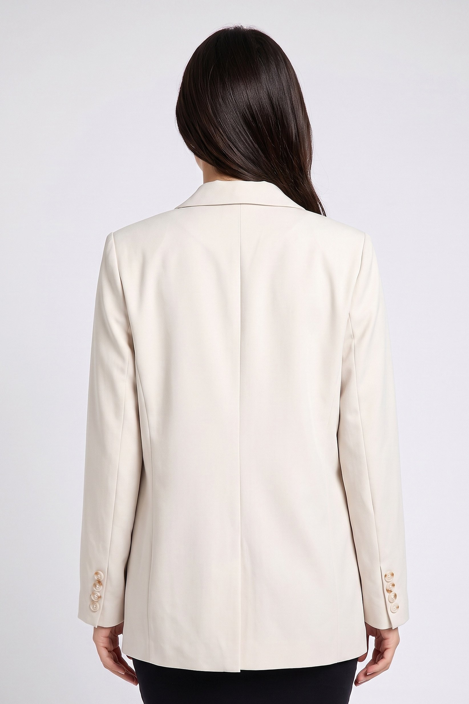 Women Regular Fit Solid Casual Blazer, Cream