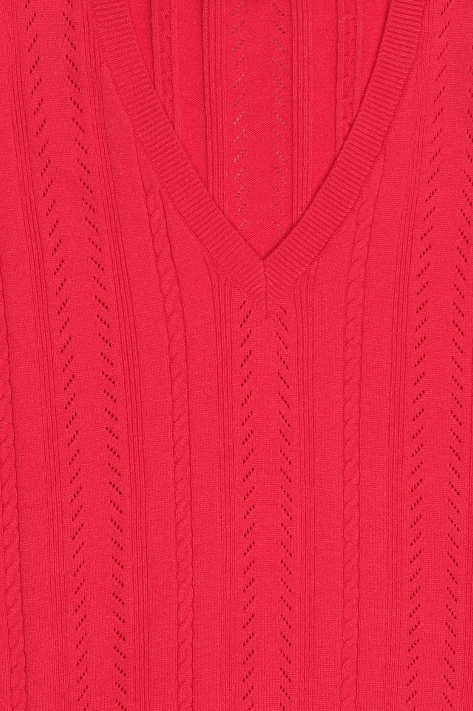 Women V-Neck Kitted Sweater, Fuchsia