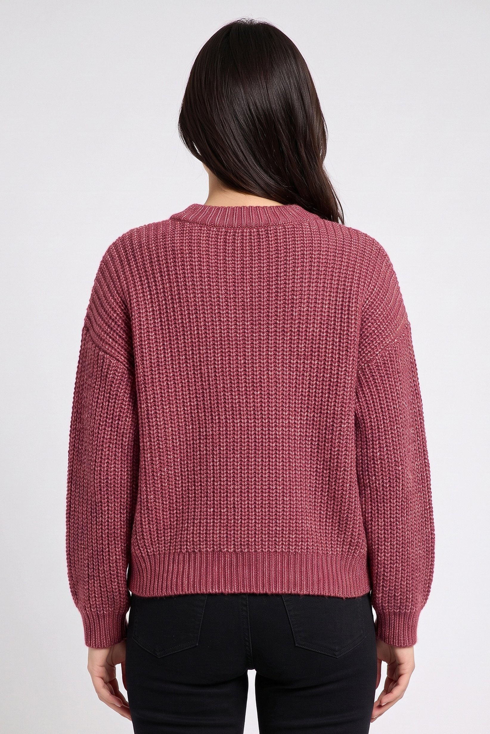 Women Crew Neck Knitted Sweater, Multicolor