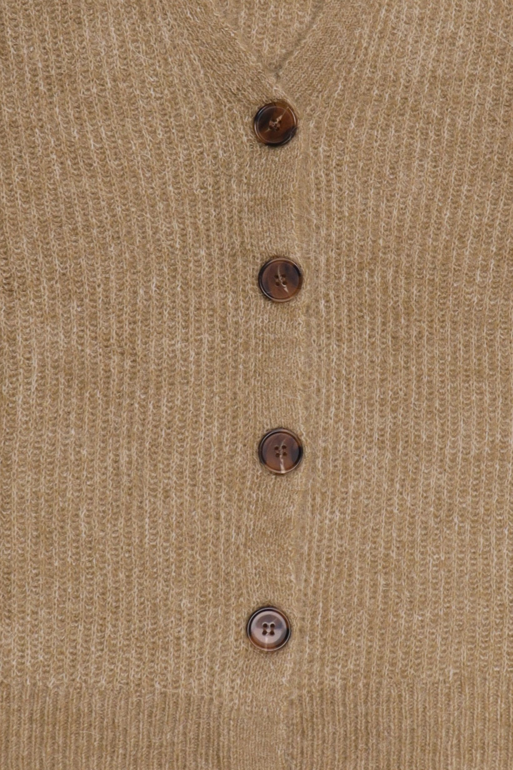 Women V-Neck Knitted Cardigan, Tan