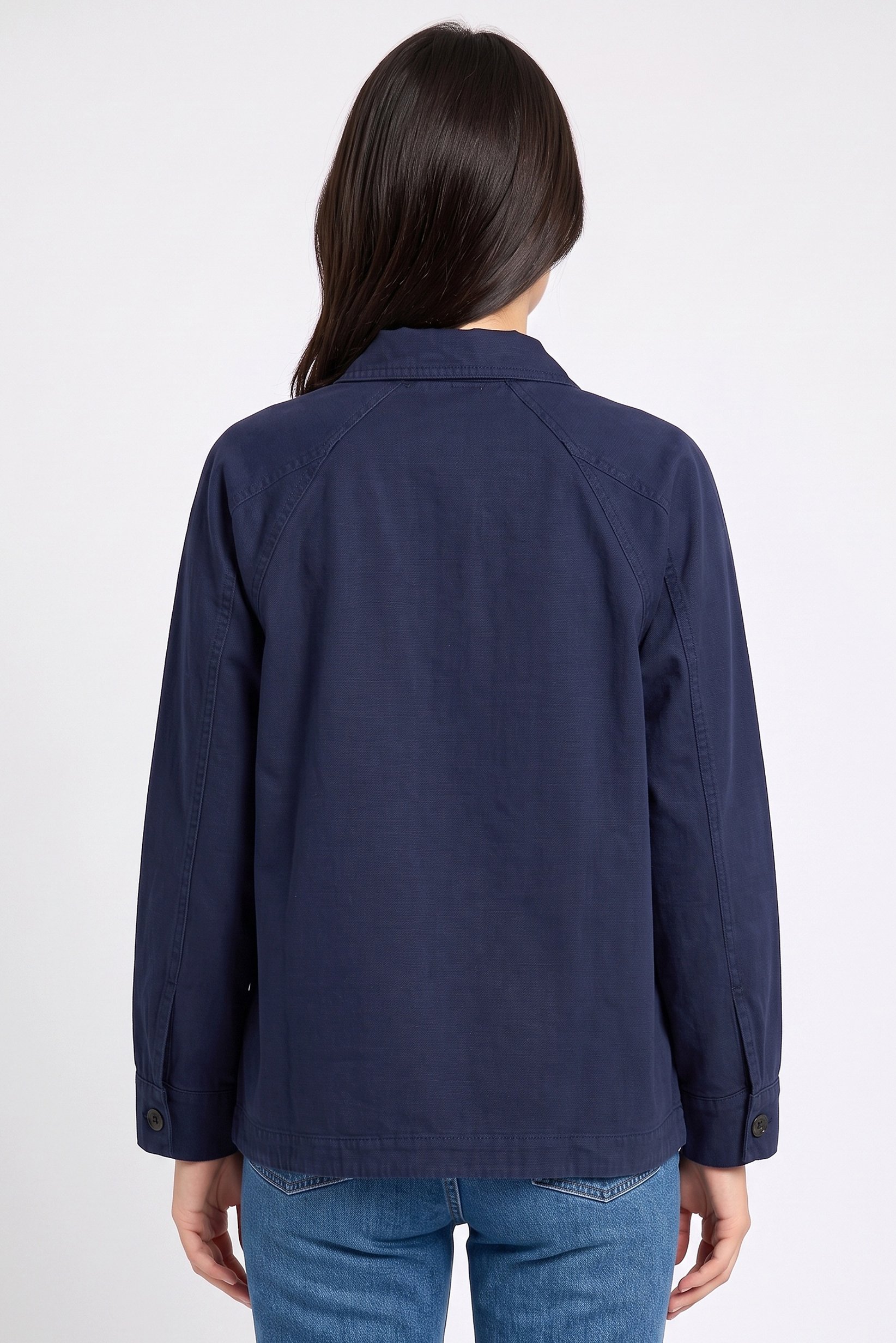 Women Solid Jacket Shirt, Dark Navy