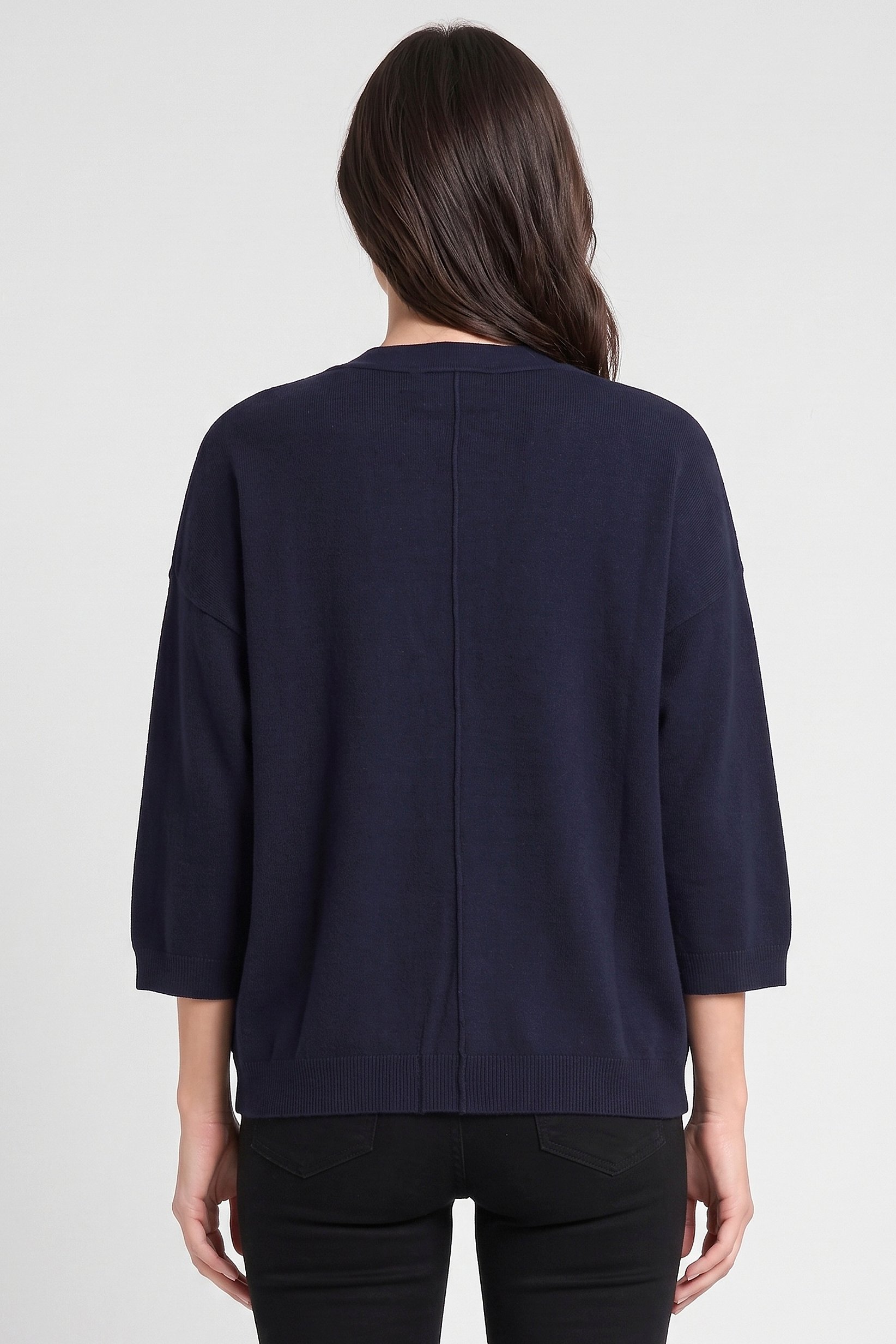 Women V-Neck Textured Cardigan, Navy