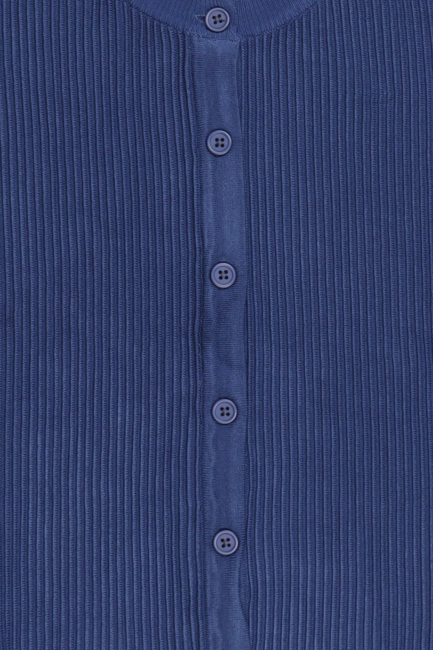 Women Crew-Neck Rib Knit Cardigan, Blue