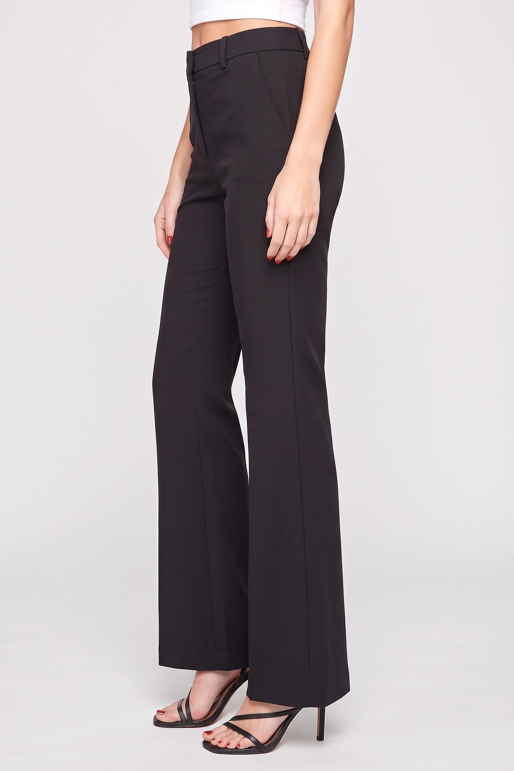 Women Regular Fit Solid Straight Leg Pants, Black