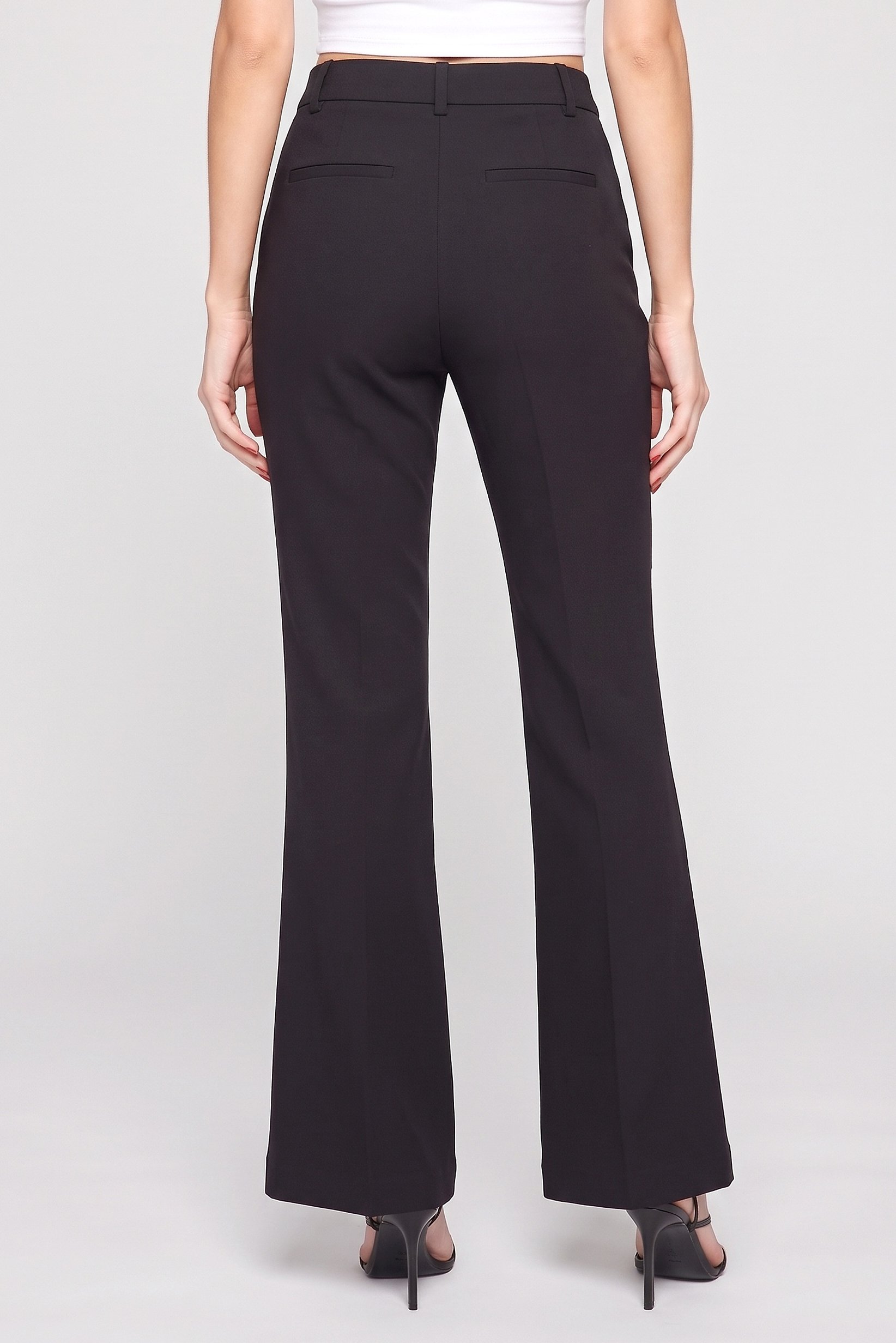 Women Regular Fit Solid Straight Leg Pants, Black