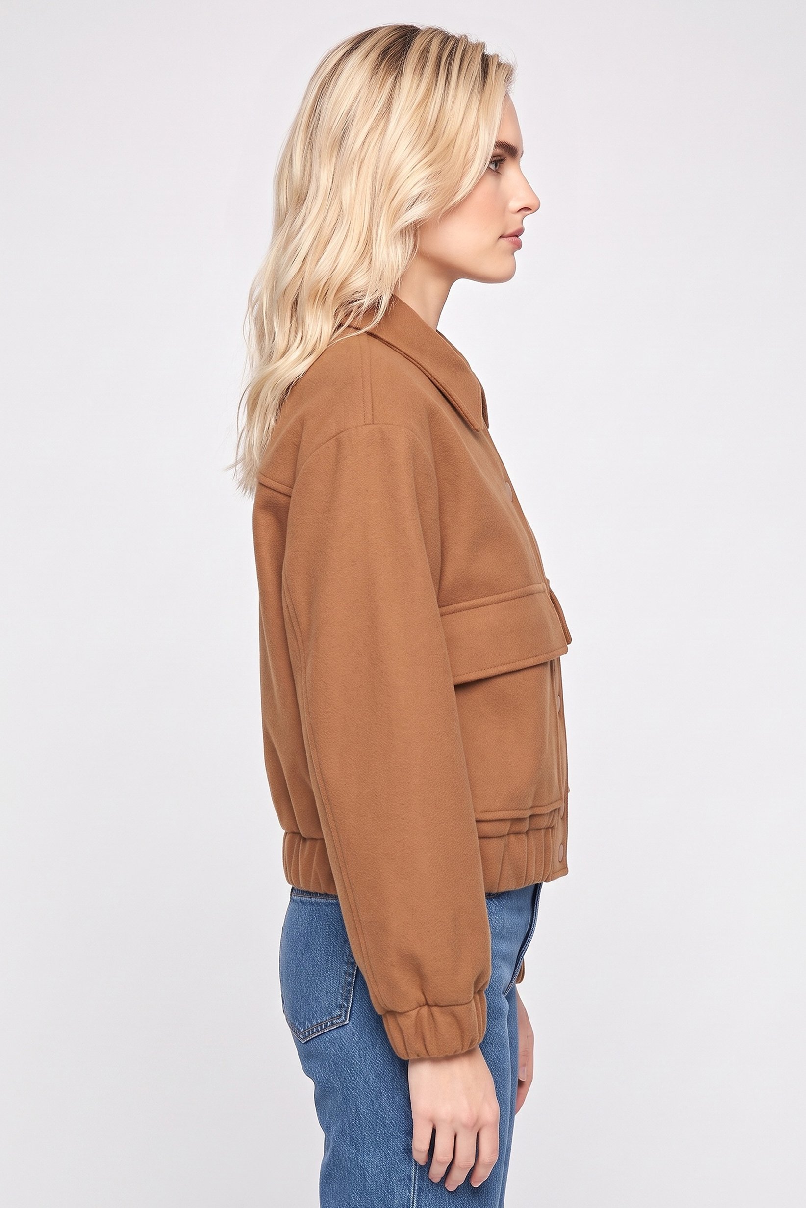 Women Textured Bomber Jacket, Brown