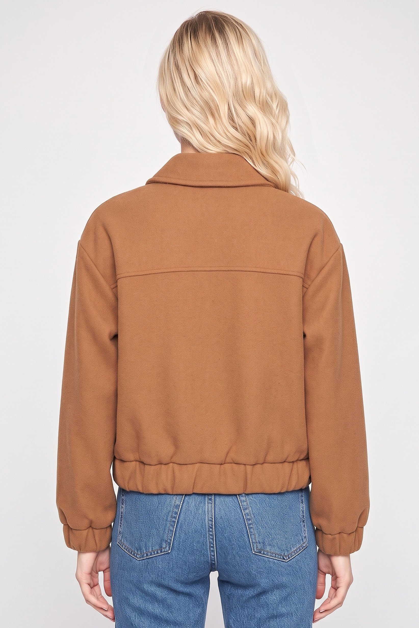 Women Textured Bomber Jacket, Brown