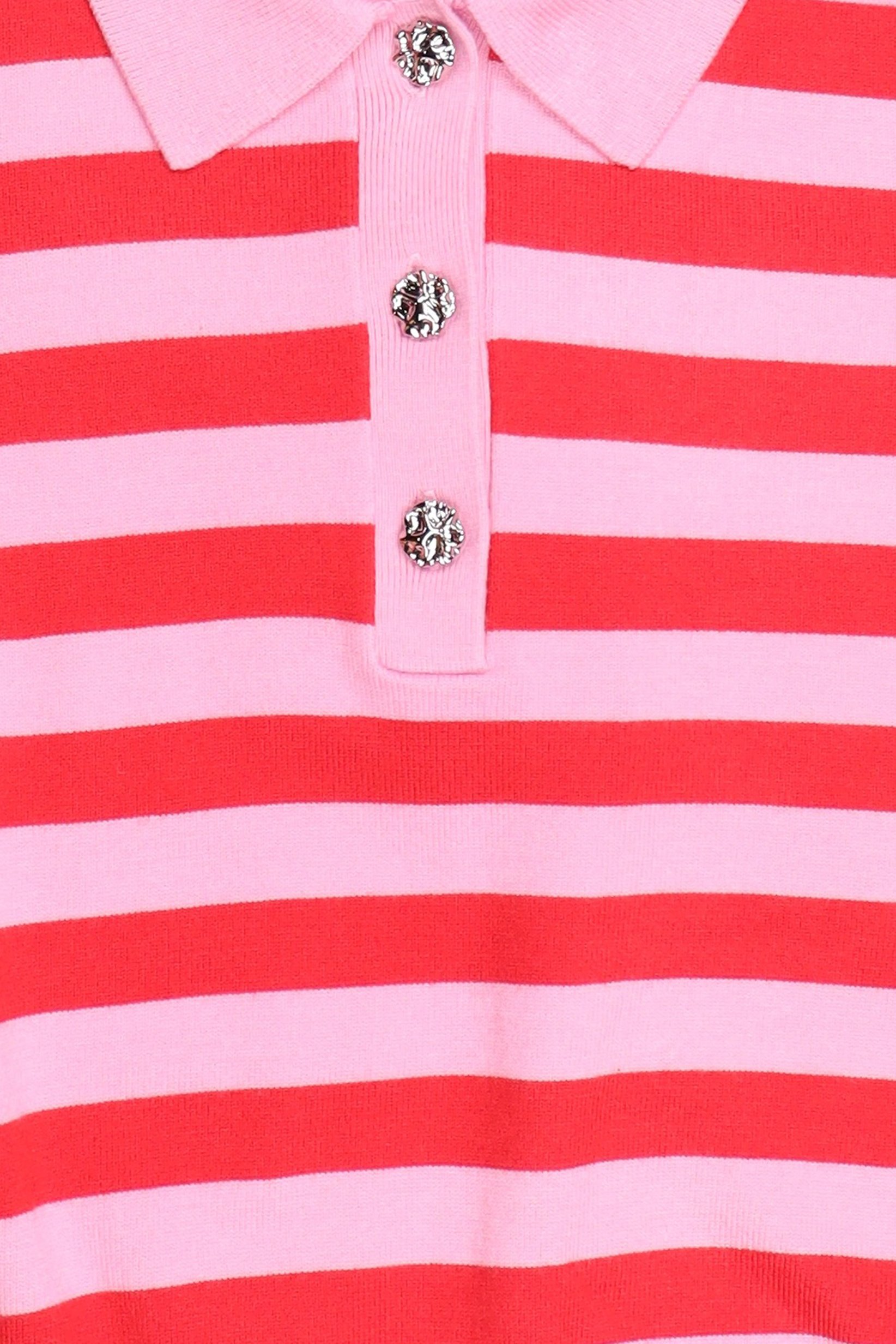 Women Spread Collar Stripe Sweater, Multicolor