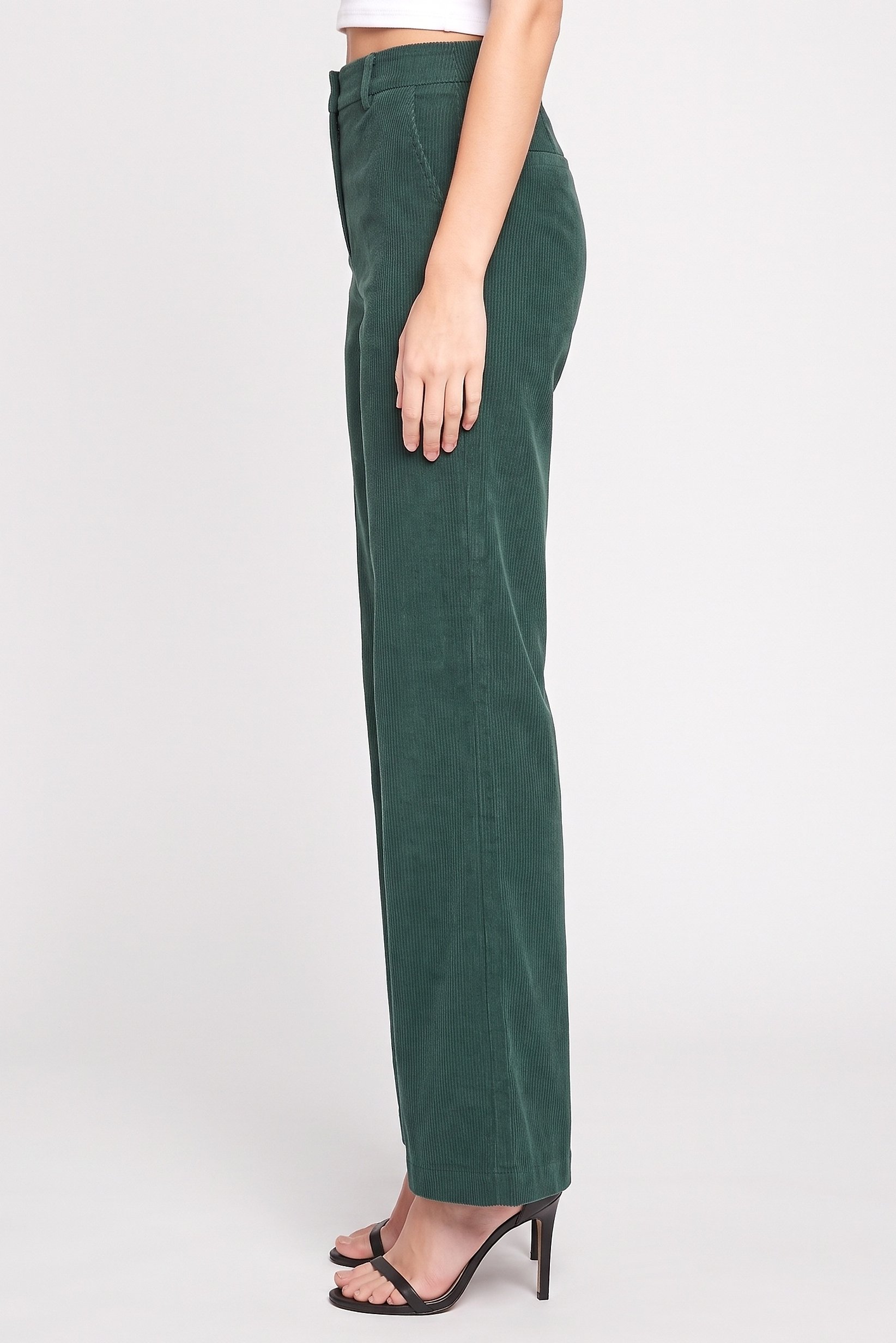Women Regular Fit Textured Wide Leg Pants, Teal Green