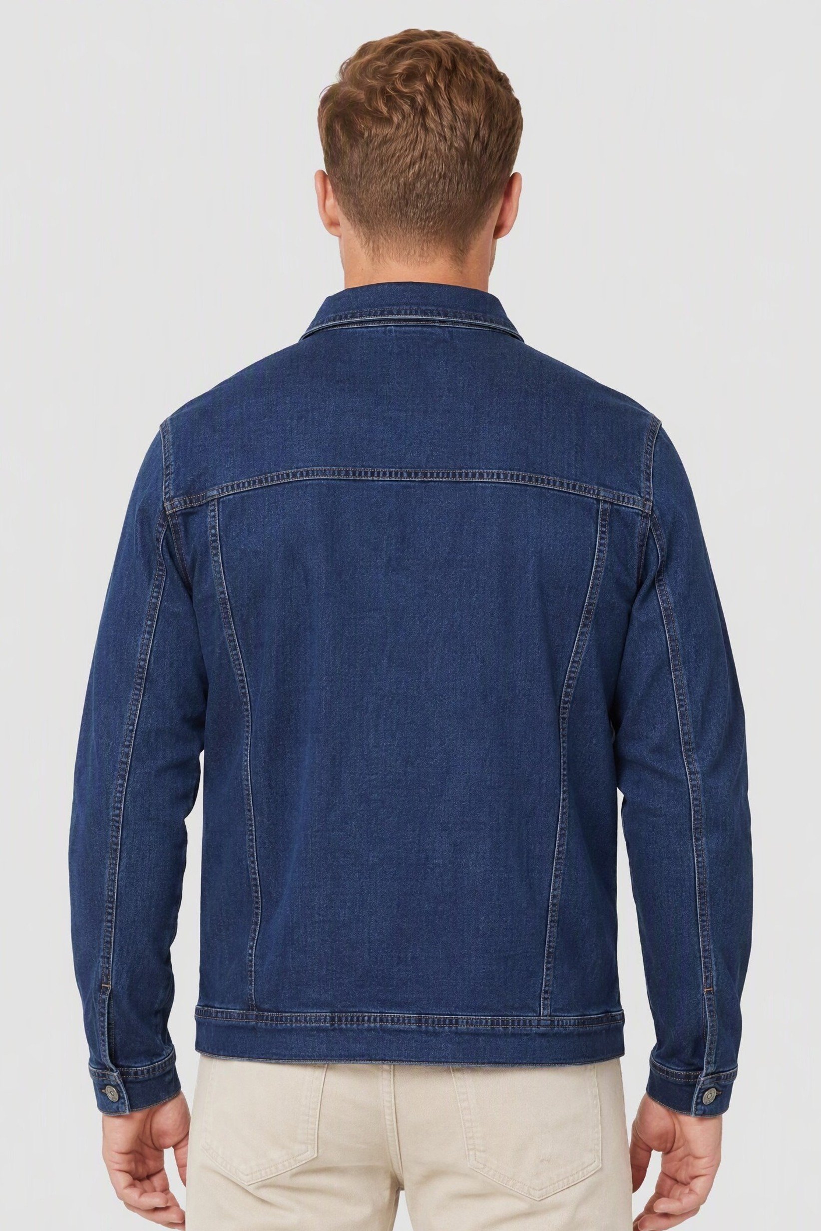 Men Solid Denim Jacket, Blue