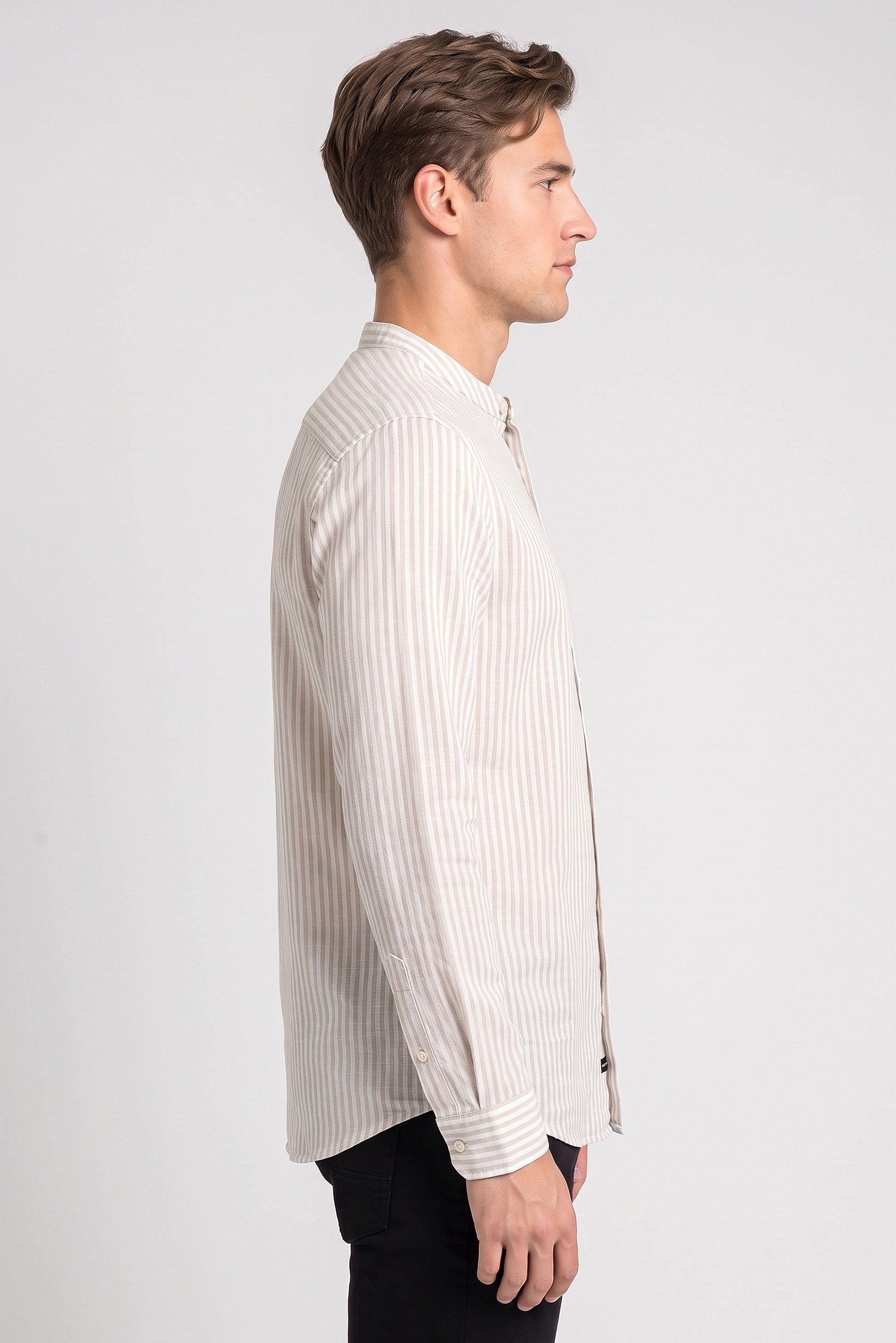 Men Slim Fit Stripe Long Sleeve Casual Shirt, Multicolor