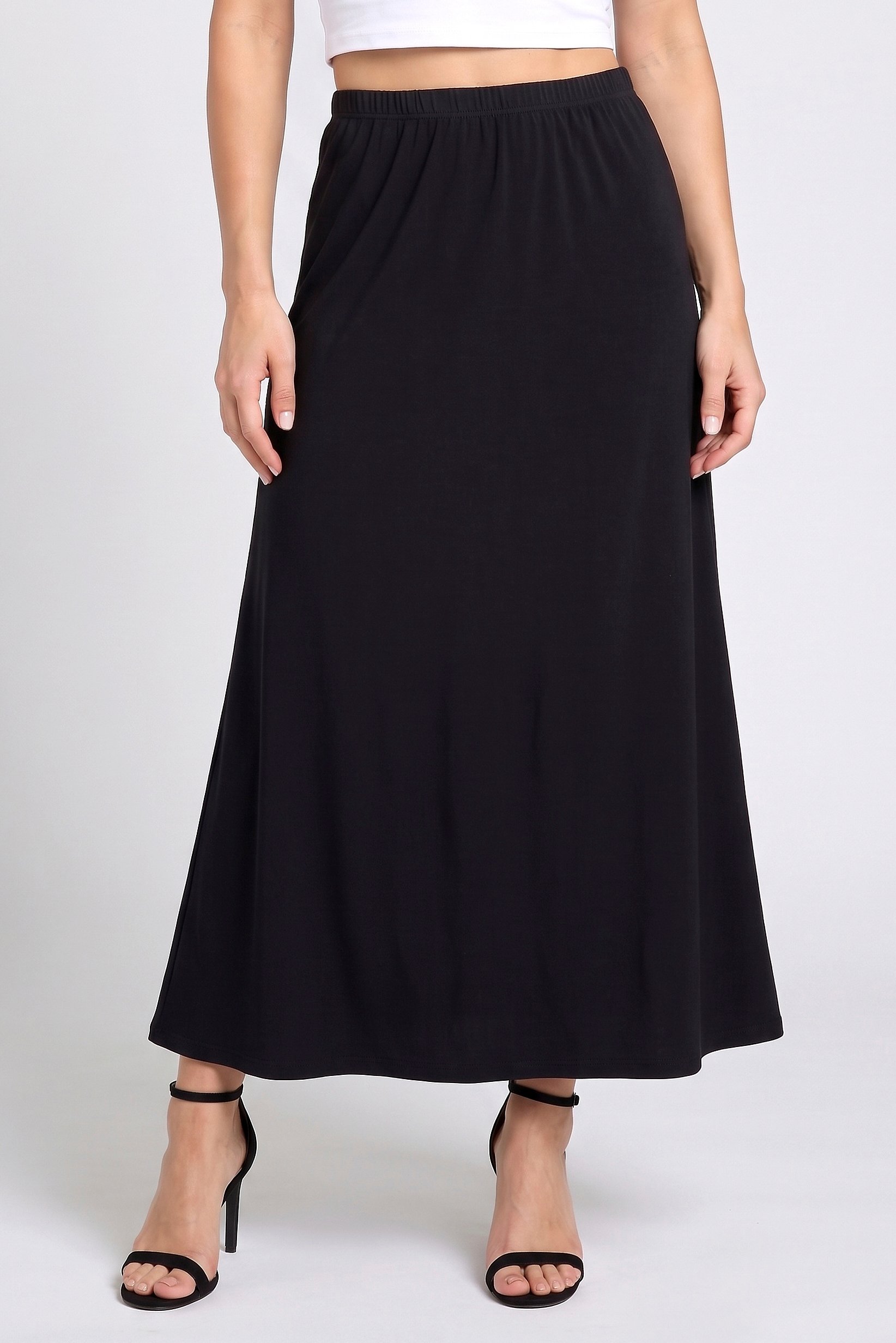Women Plain Maxi Skirt, Black