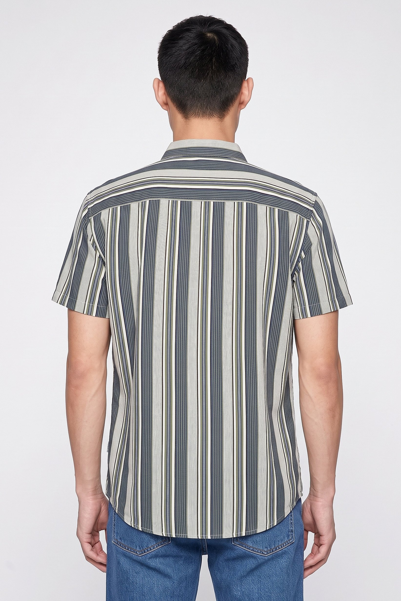Men Regular Fit Stripe Short Sleeve Casual Shirt, Multicolor