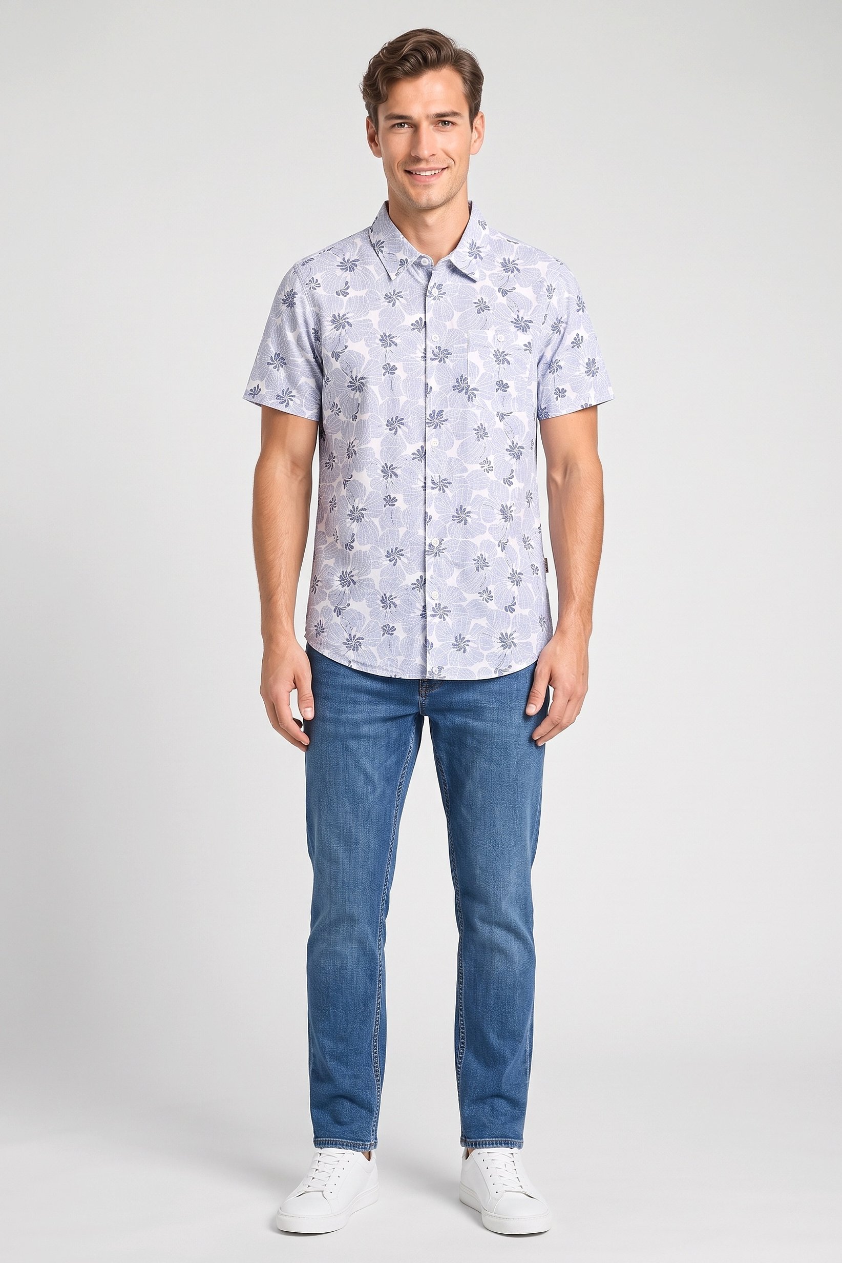 Men Regular Fit Allover Print Short Sleeve Casual Shirt, Multicolor