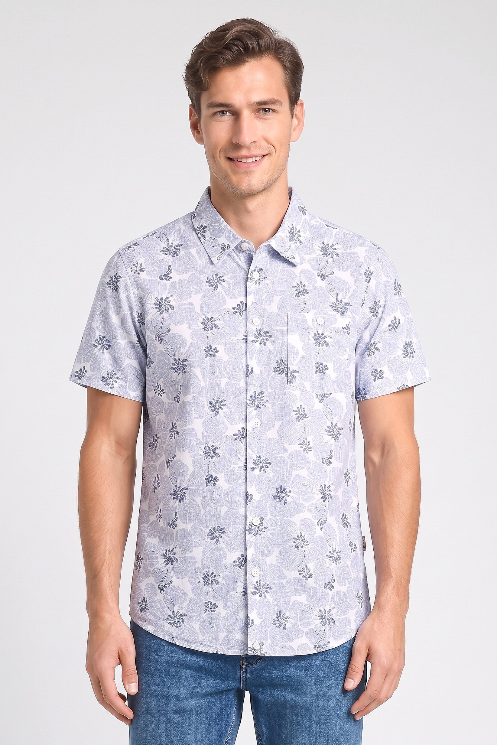 Men Regular Fit Allover Print Short Sleeve Casual Shirt, Multicolor