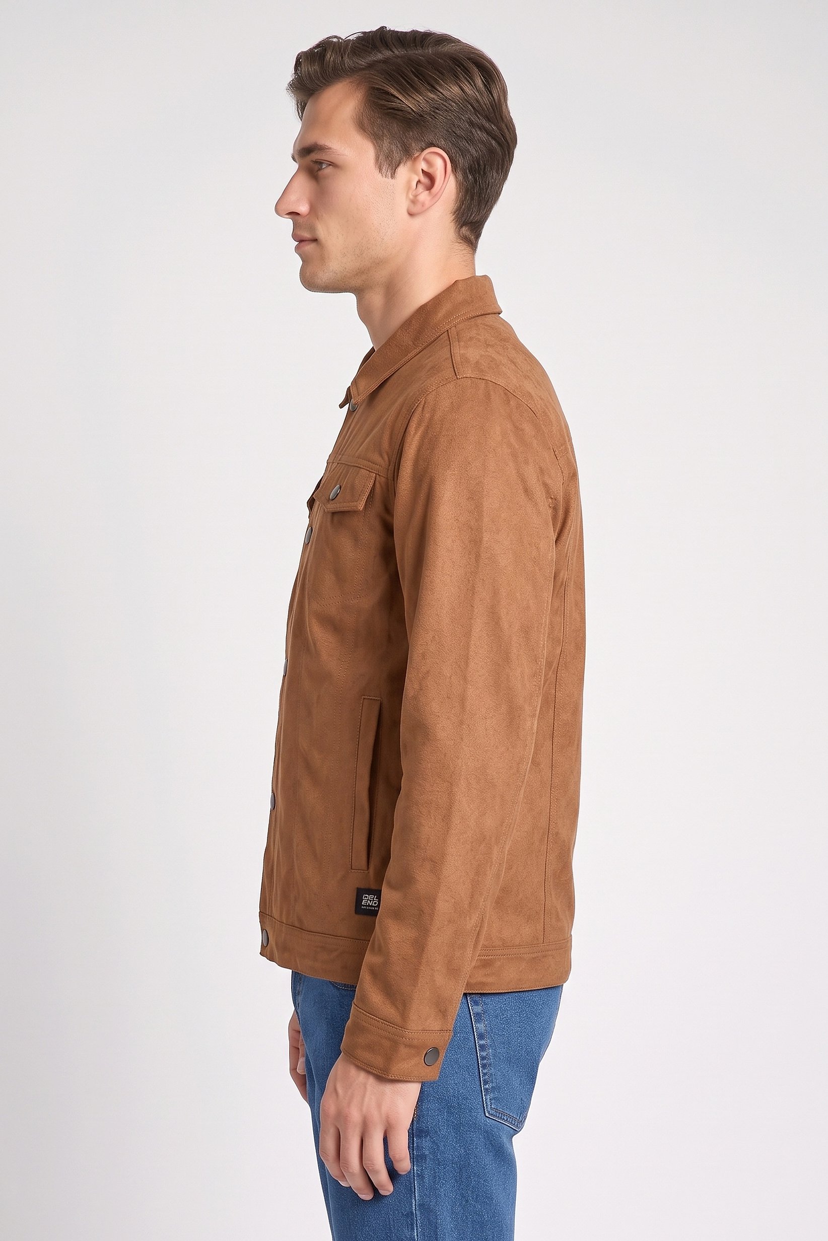 Men Textured Jacket Shirt, Brown