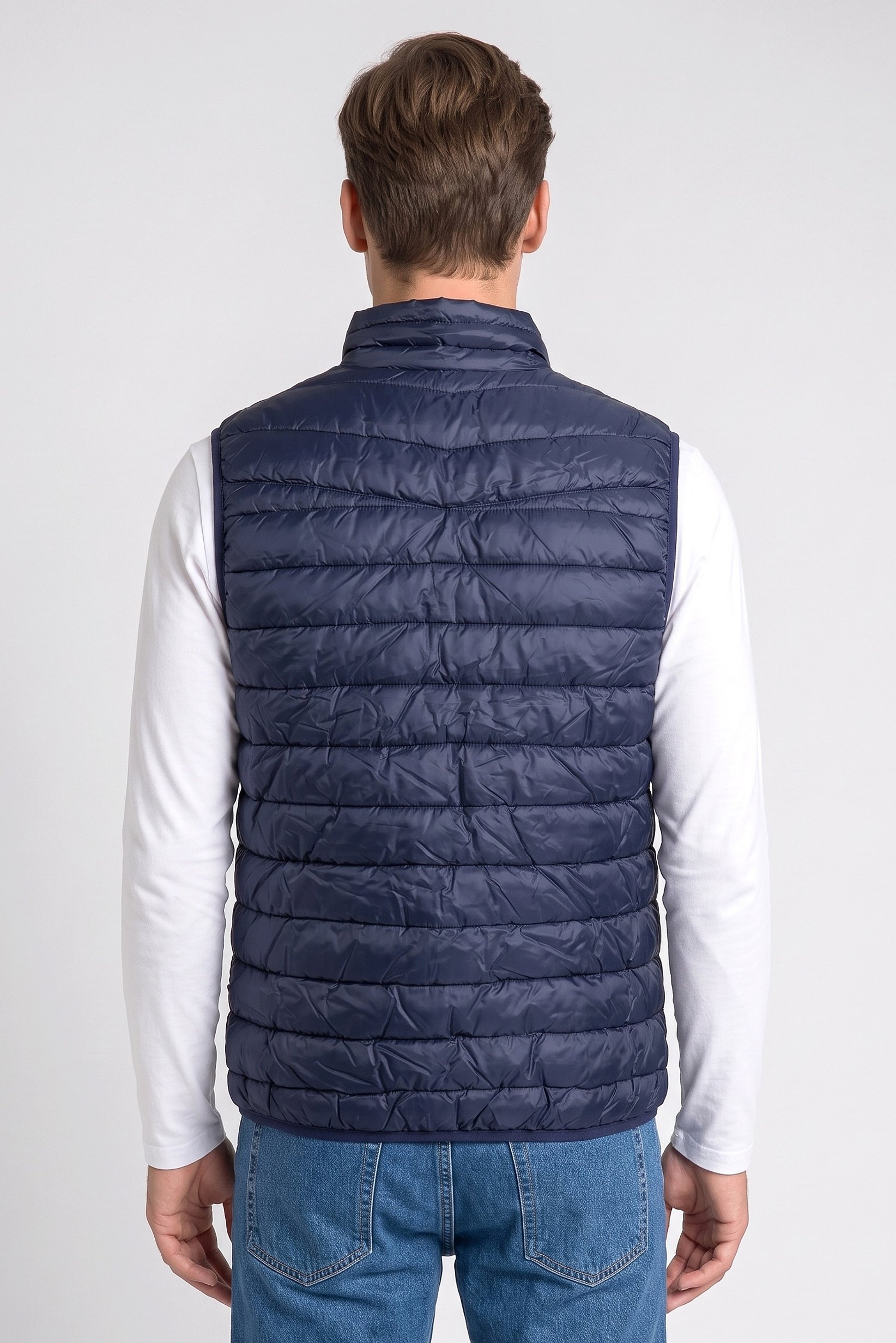 Men Quilted Puffer Vest Jacket, Navy