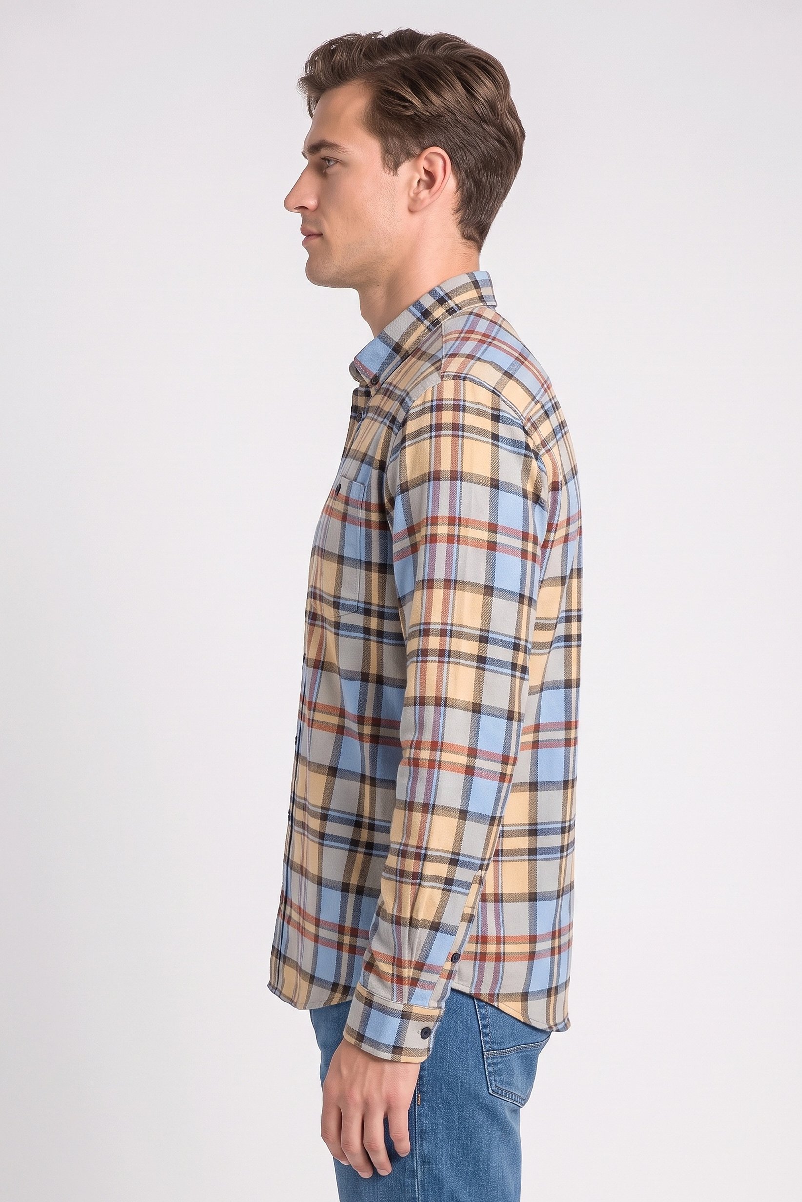 Men Regular Fit Long Sleeve Checkered Casual Shirt, Multicolor