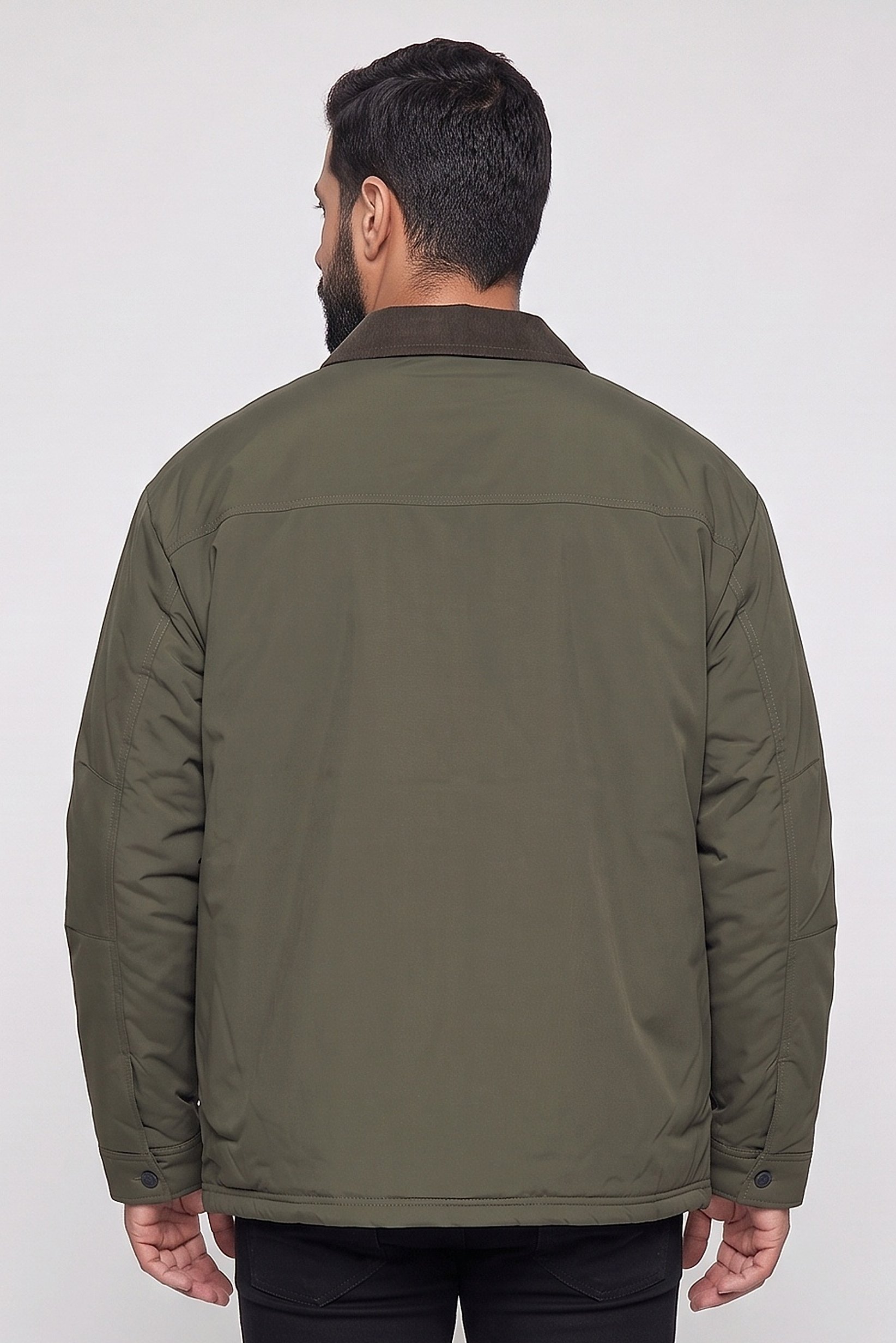 Men Plain Bomber Jacket, Dark Olive