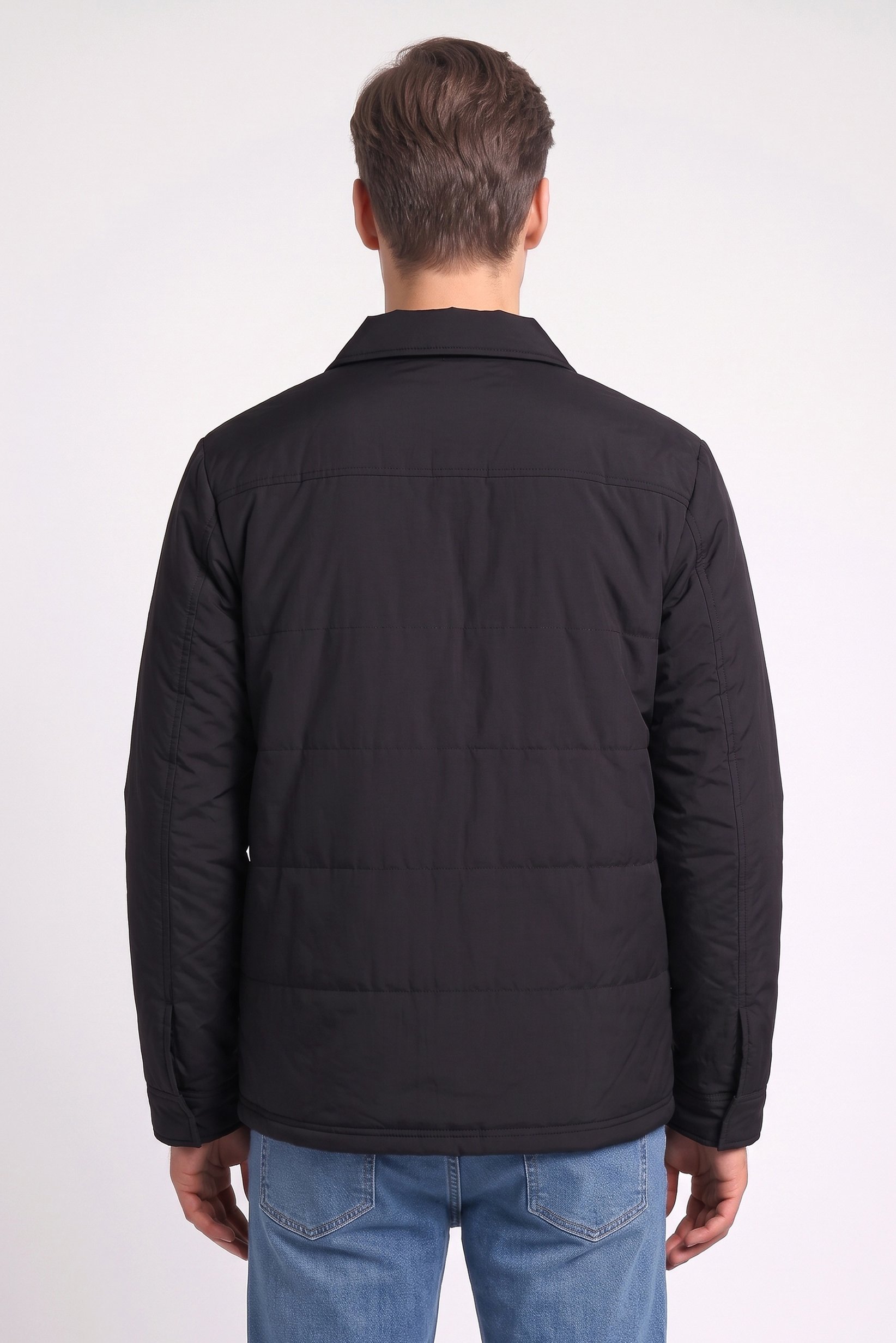 Men Solid Puffer Jacket, Black