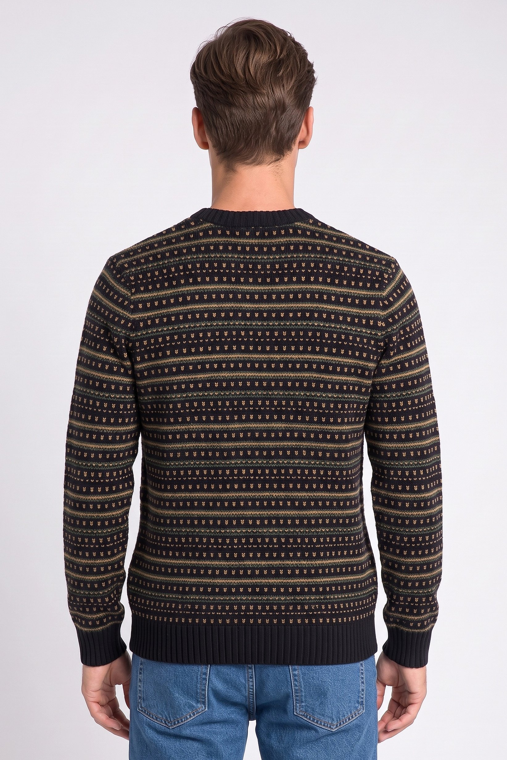 Men Crew Neck Knitted Sweater, Multicolor