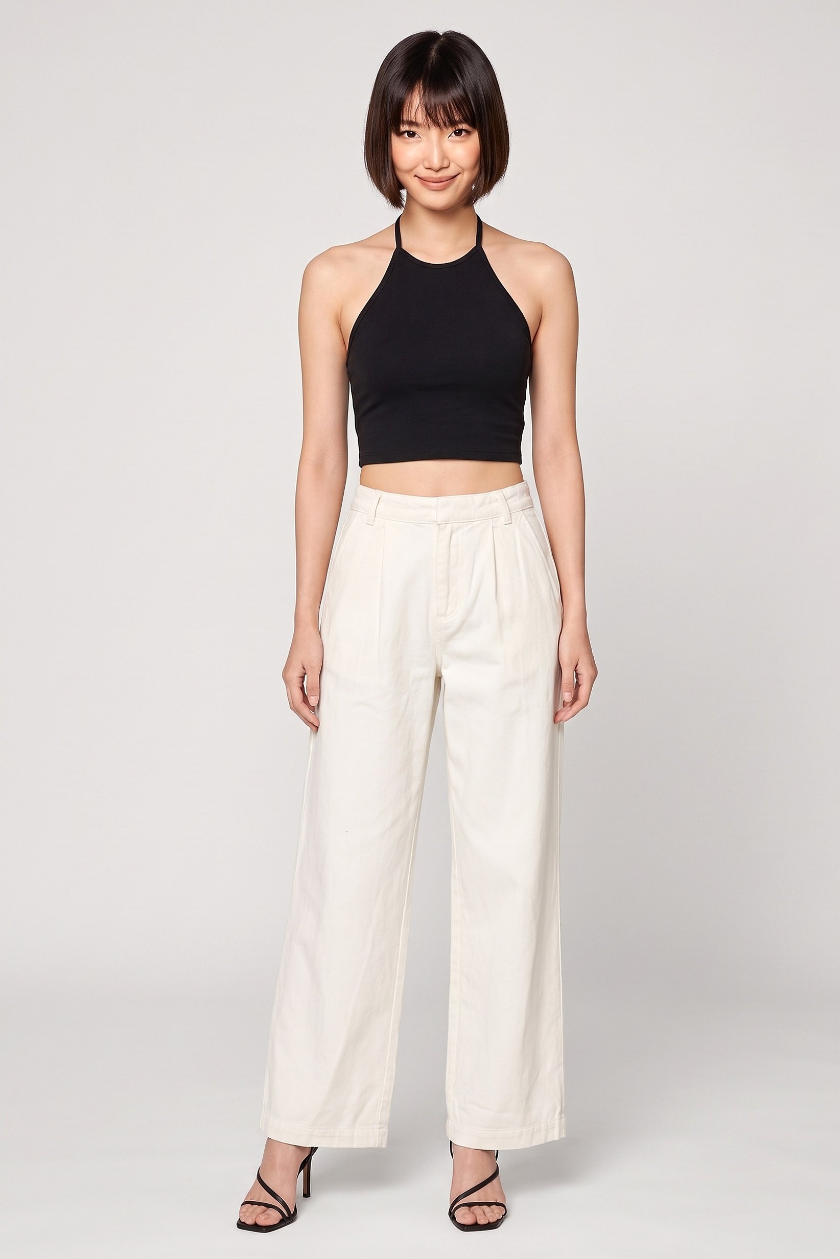 Women Regular Fit Solid Wide Leg Pants, Off White
