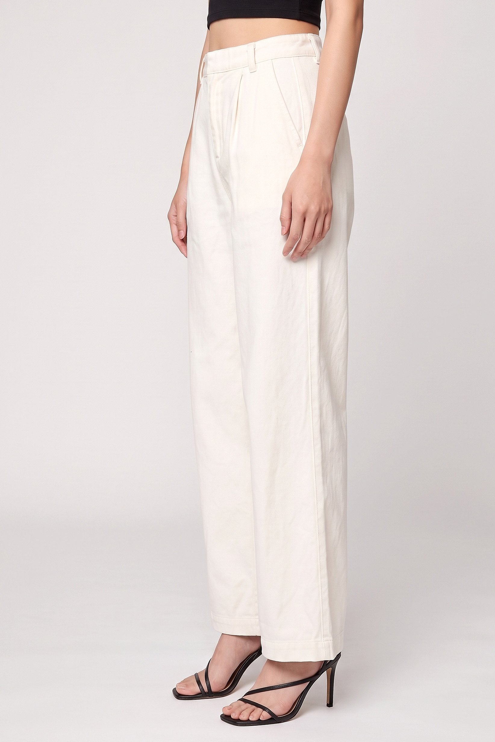 Women Regular Fit Solid Wide Leg Pants, Off White