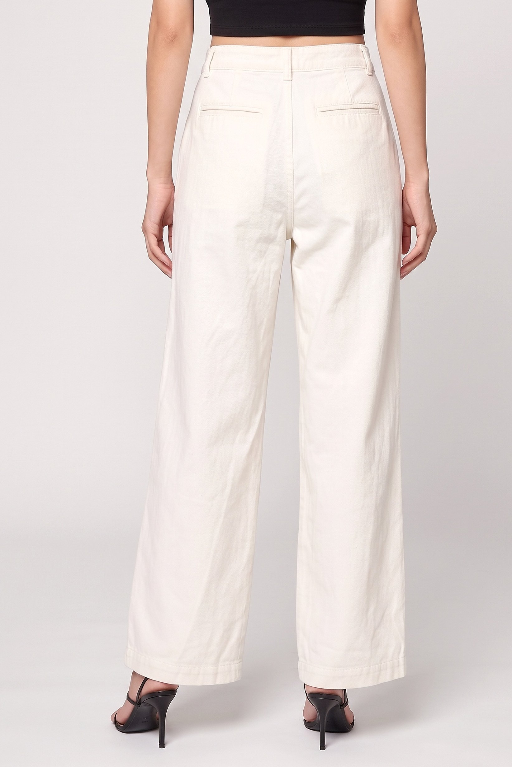 Women Regular Fit Solid Wide Leg Pants, Off White