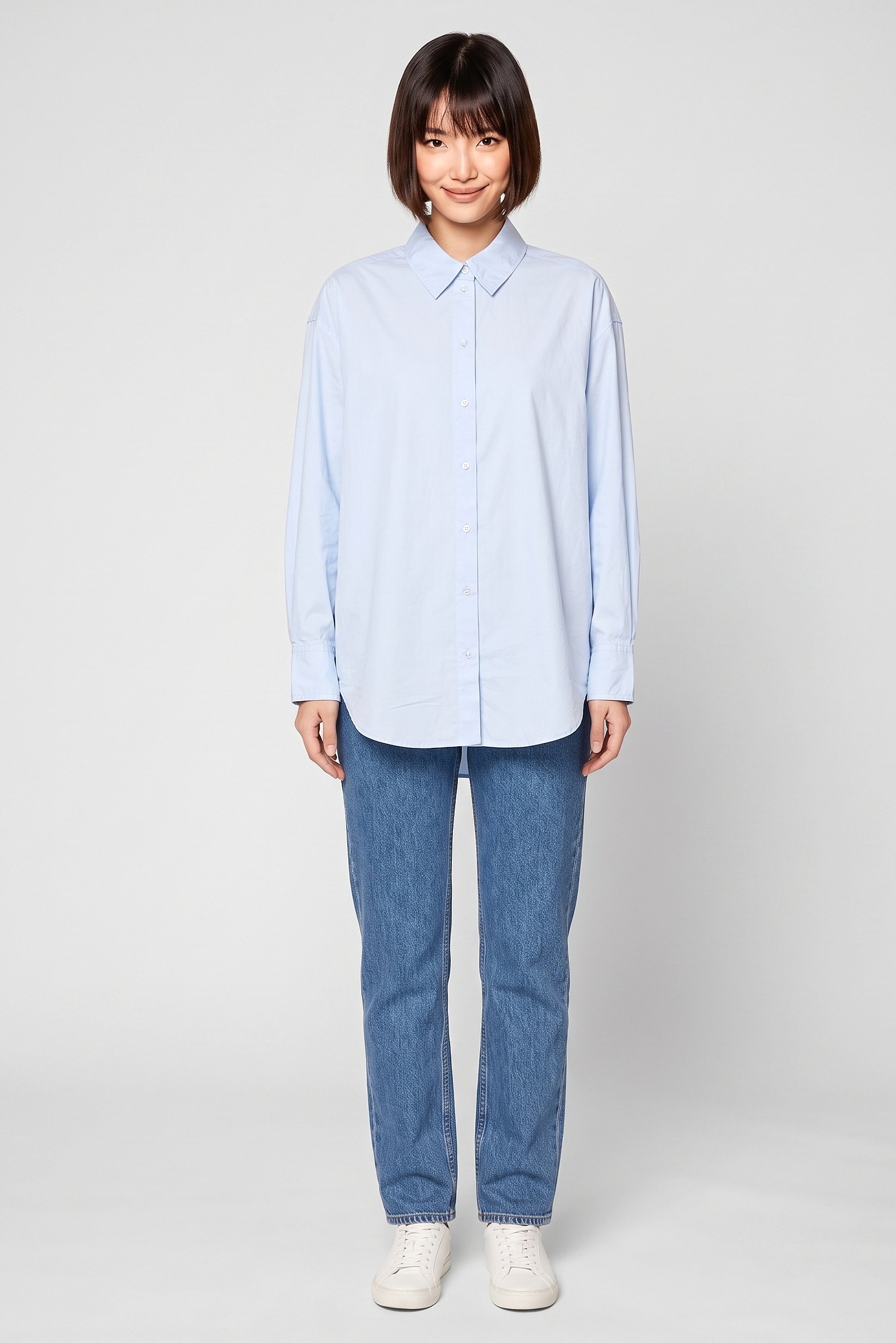 Women Regular Fit Solid 3/4 Sleeve Shirt, Light Blue