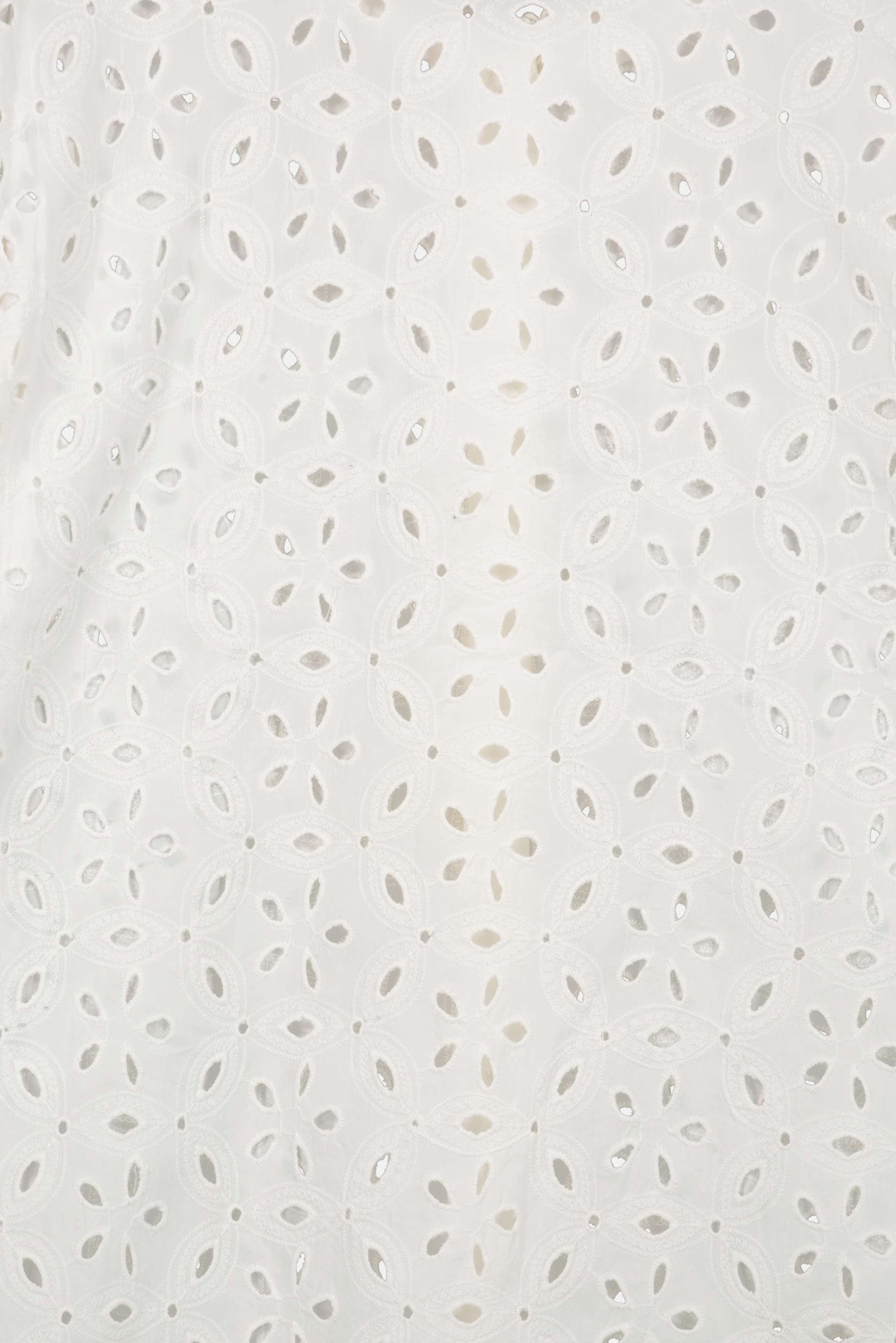 Women Crew Neck Eyelet Long Sleeve Shirt, Off-White