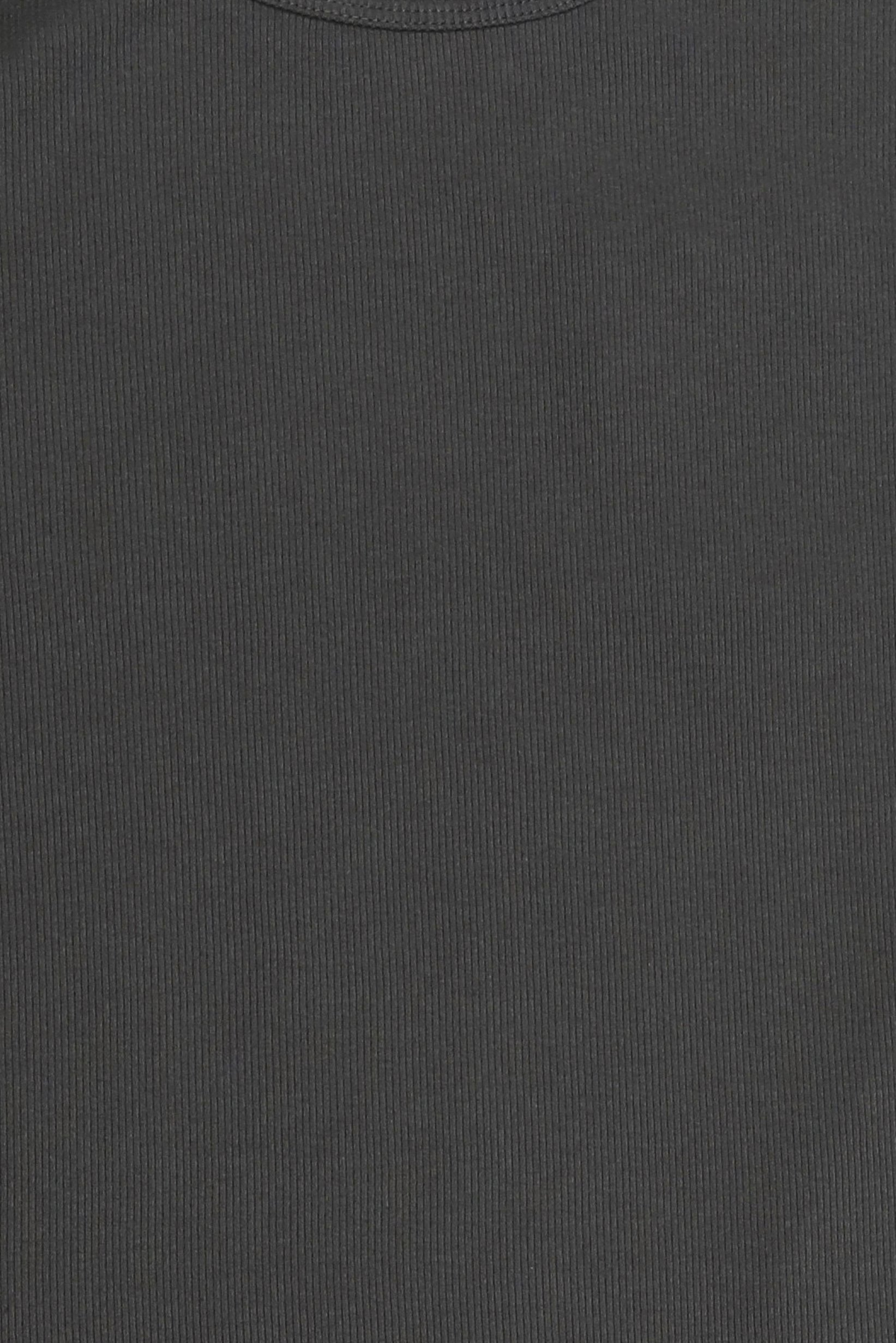 Women Crew Neck Short Sleeve Textured Crop Top, Dark Grey