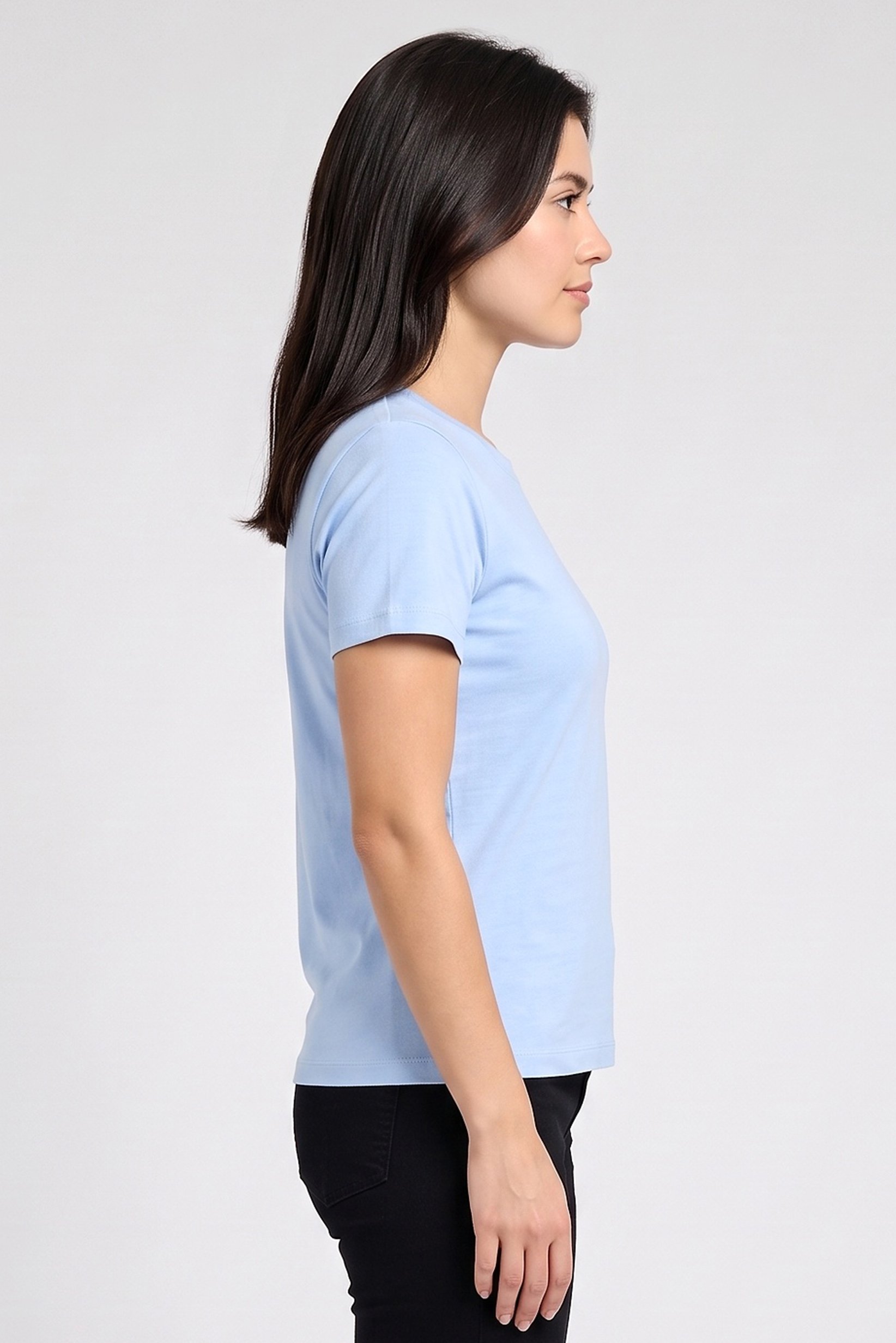 Women Regular Fit Solid Short Sleeve Top, Light Blue