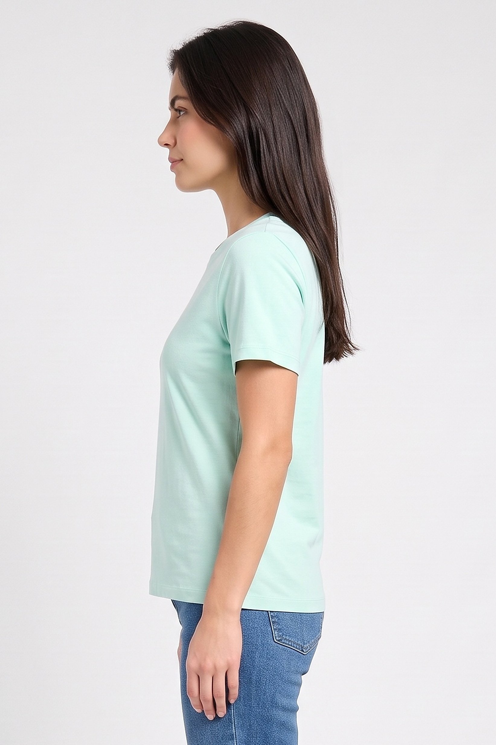 Women Regular Fit Solid Short Sleeve Top, Mint Green