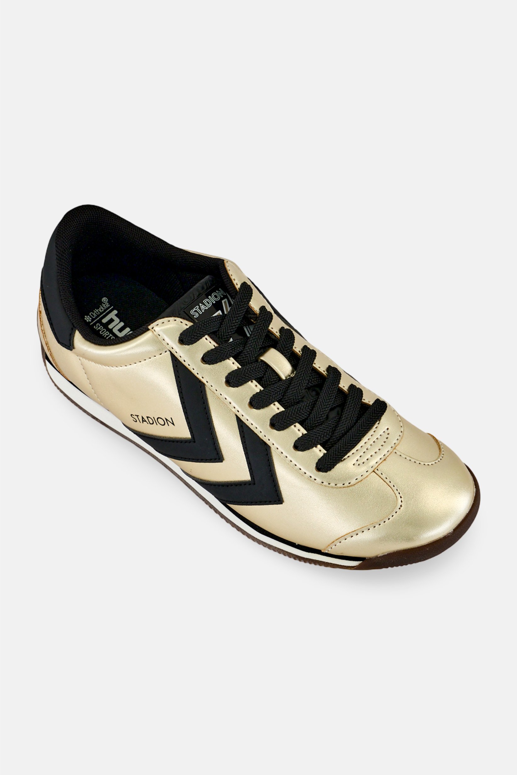 Men Stadion Metallic Lace Up Outdoor Shoes, Gold