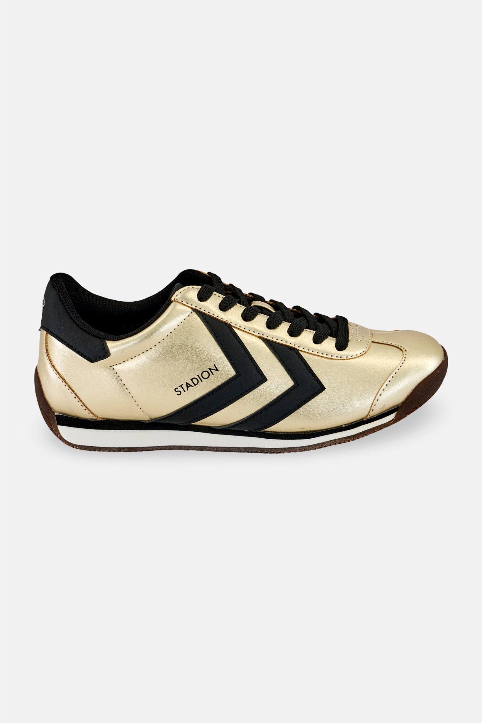 Men Stadion Metallic Lace Up Outdoor Shoes, Gold
