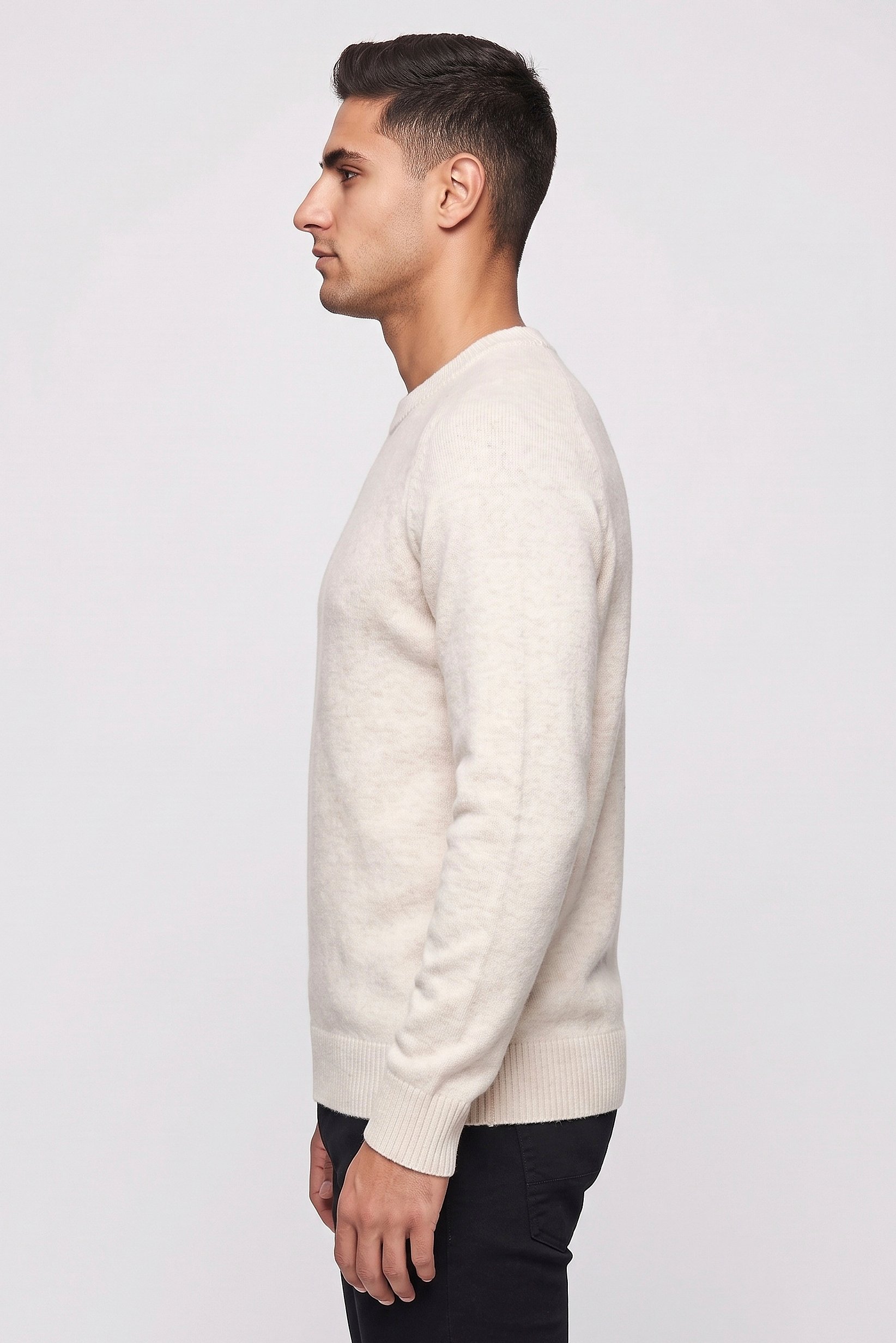 Selected Homme Men Crew Neck Textured Sweater, Beige