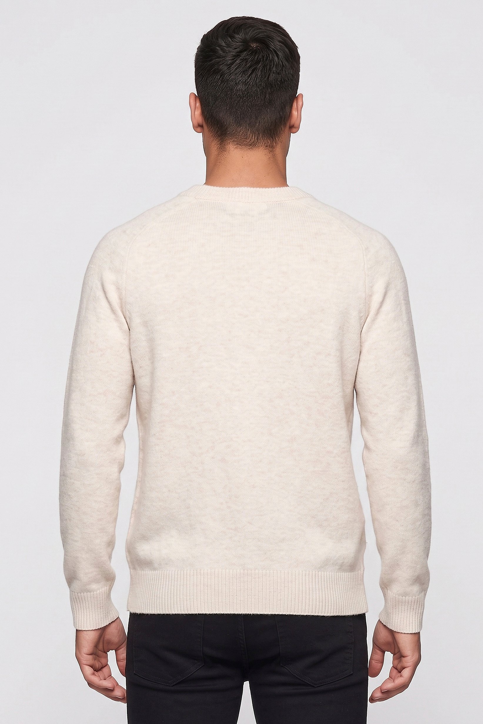 Selected Homme Men Crew Neck Textured Sweater, Beige