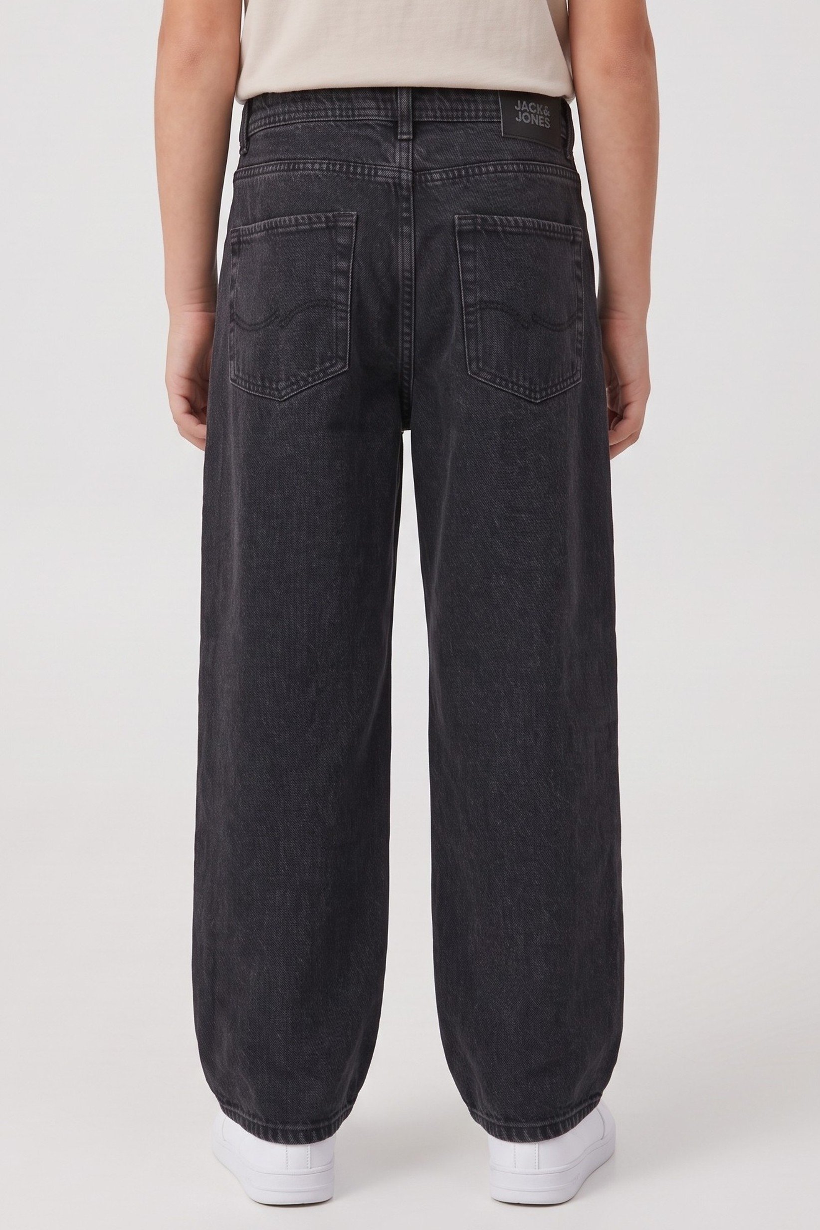 Kids Boy Baggy Fit Washed Non-Stretchable Denim Jeans, Black