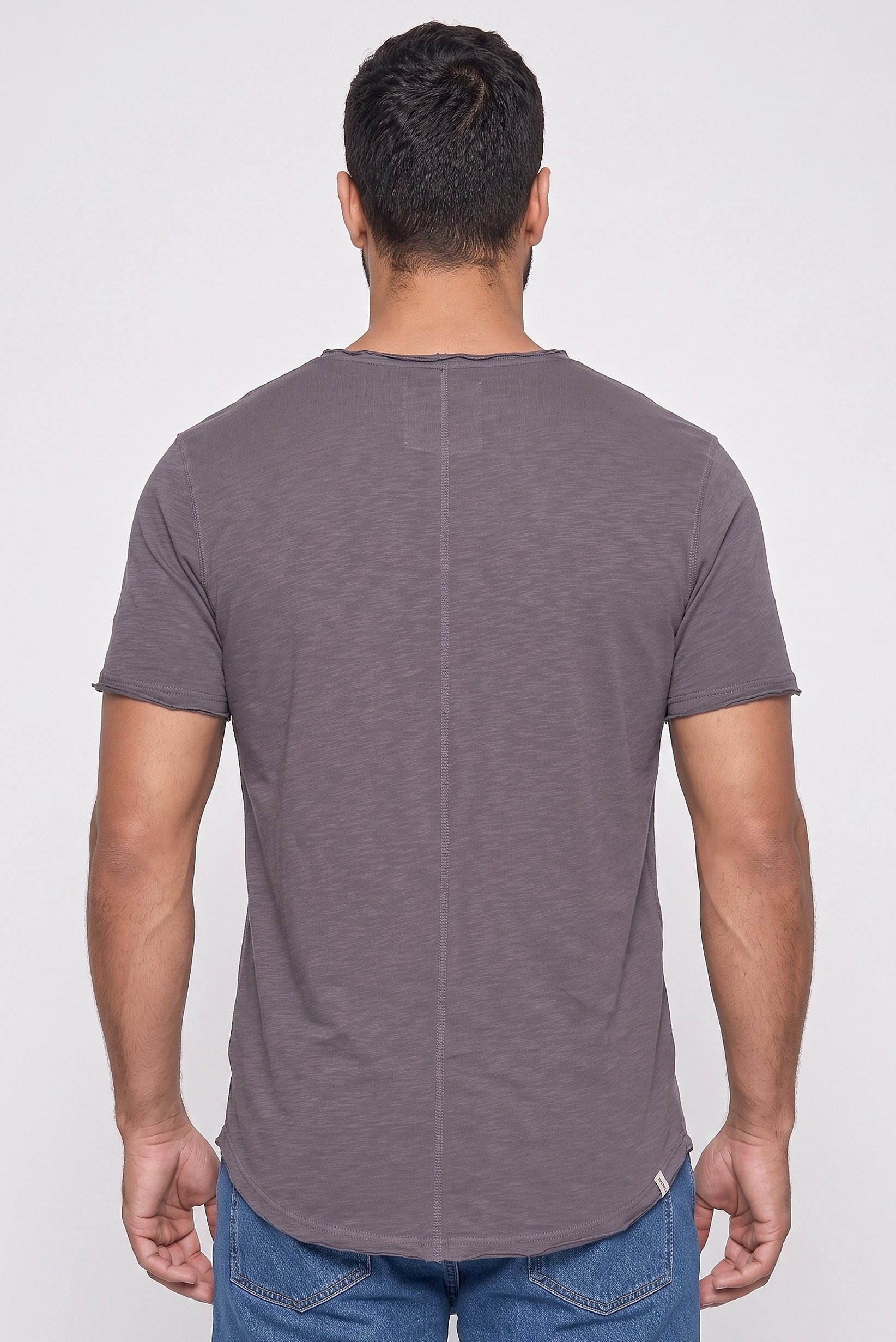 Men Crew Neck Short Sleeve Plain T-Shirt, Dark Grey