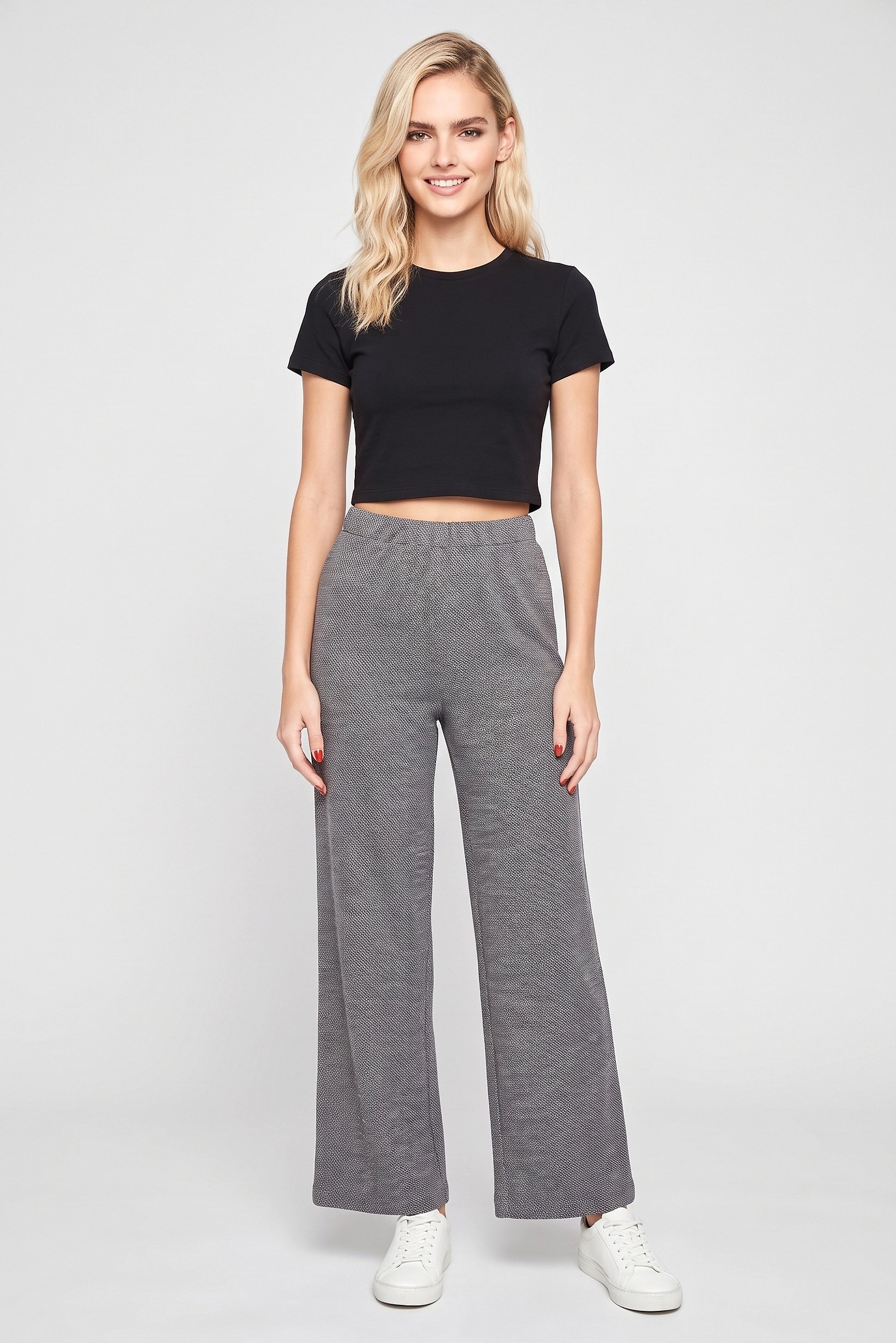 Women Regular Fit 32 Inseam Plain Wide Leg Pants, Multicolor